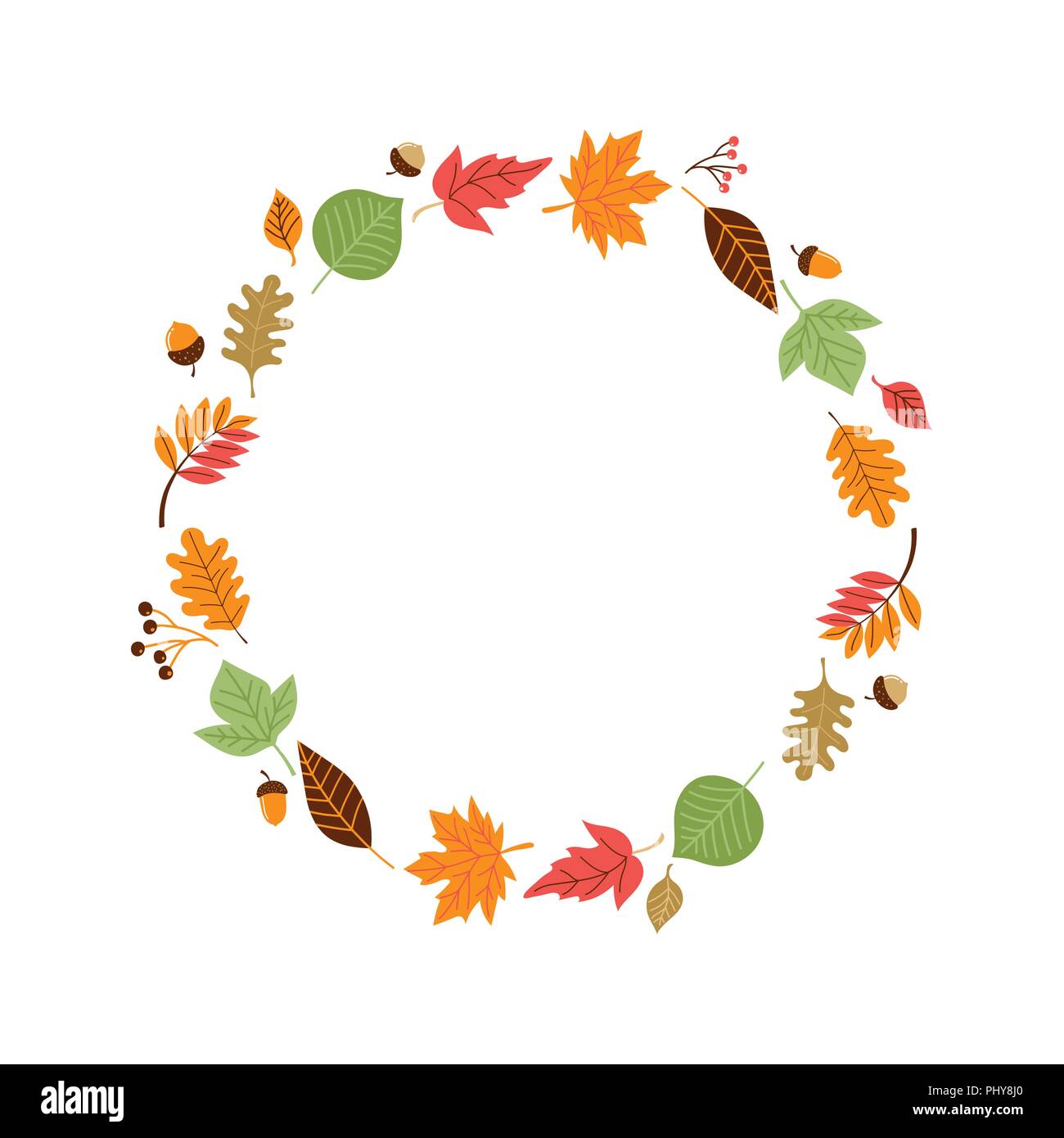 Herbst, Herbst, Illustrationen, Aufkleber mit Text und florale Elemente Stock Vektor