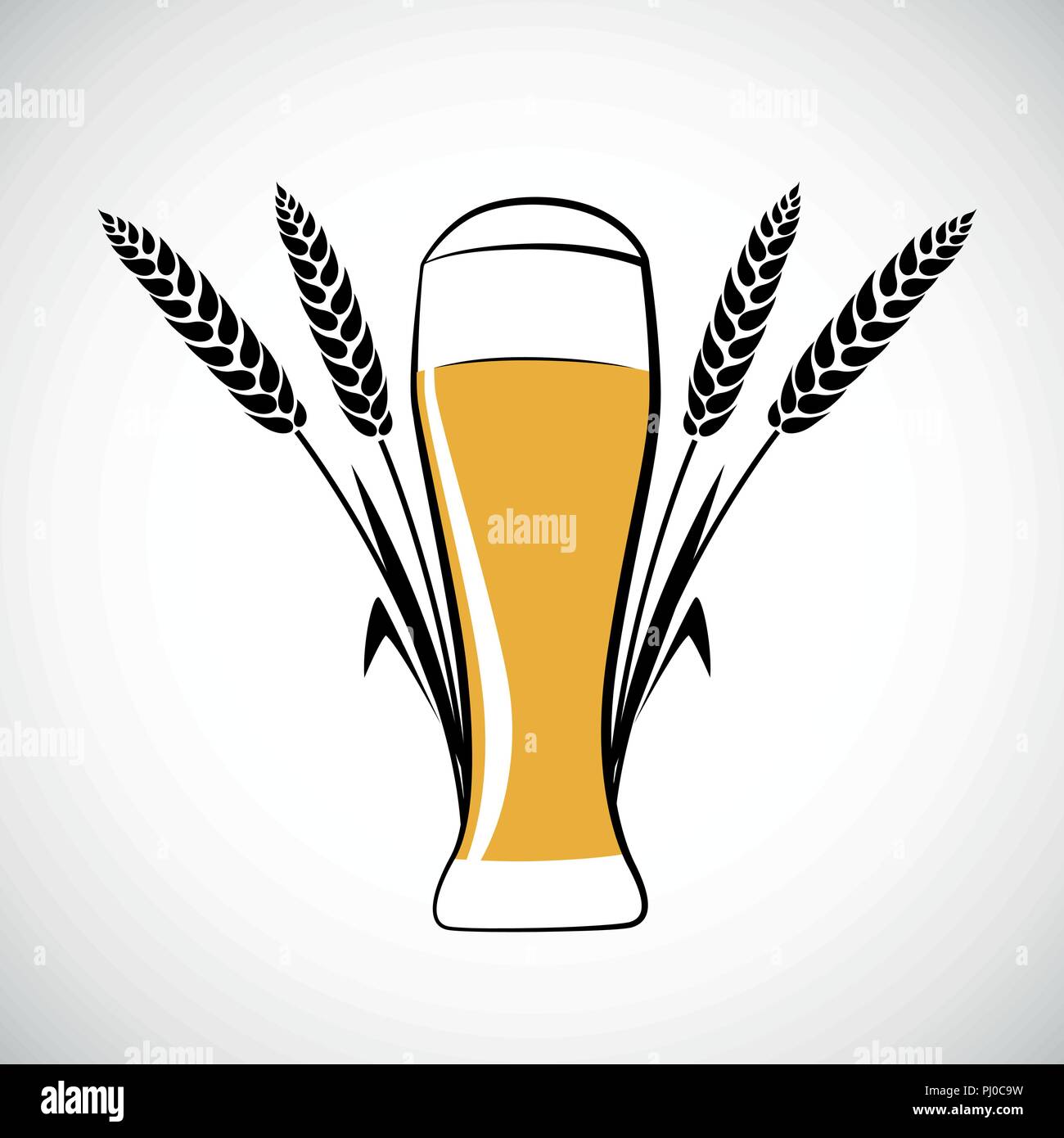 Ein Glas Bier Weizen mit Weizen dekoration Vektor-illustration EPS 10. Stock Vektor