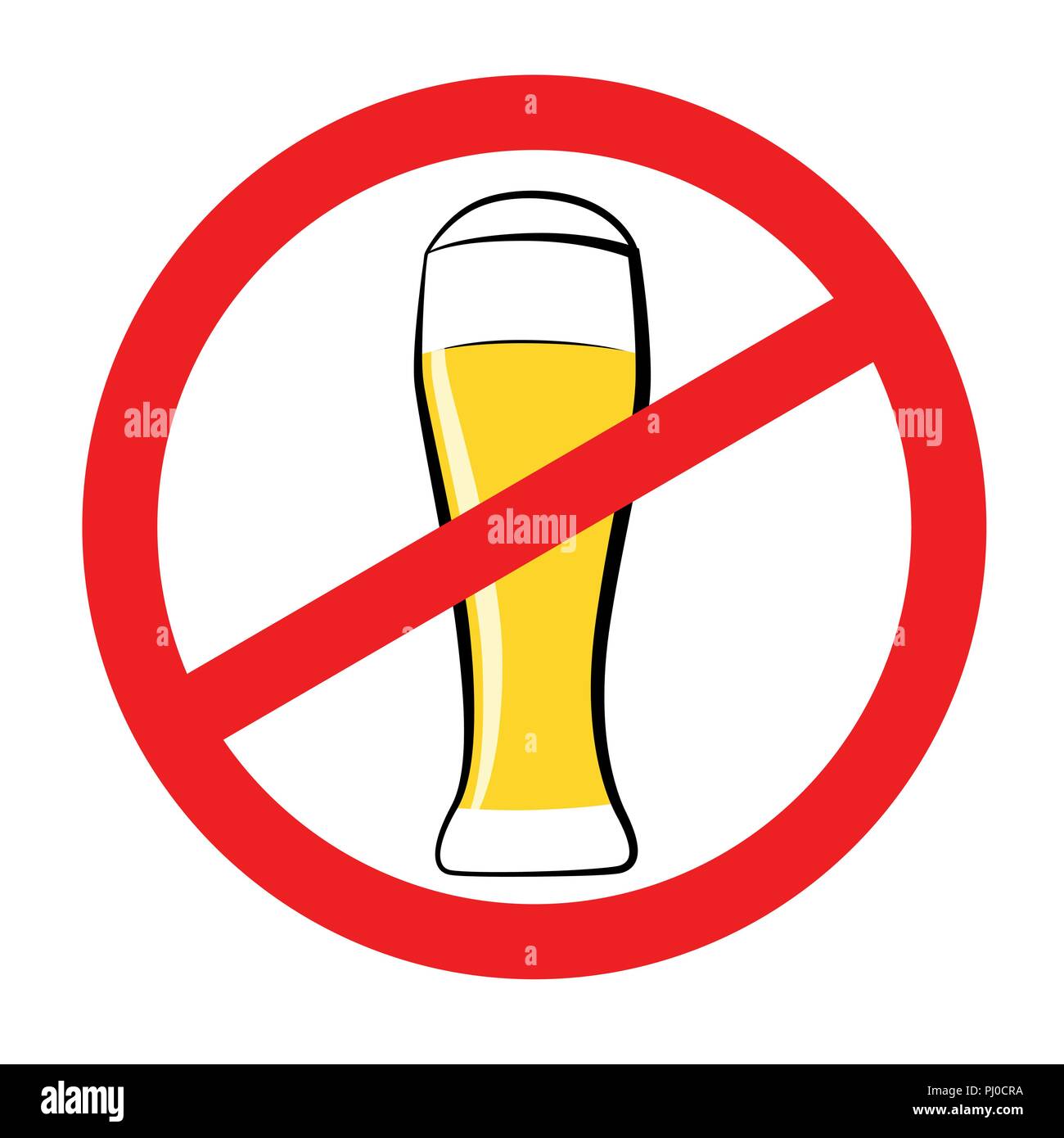 Kein Alkohol Verbotsschild für Alkohol rot verboten Symbol Vektor isoliert Abbildung Stock Vektor