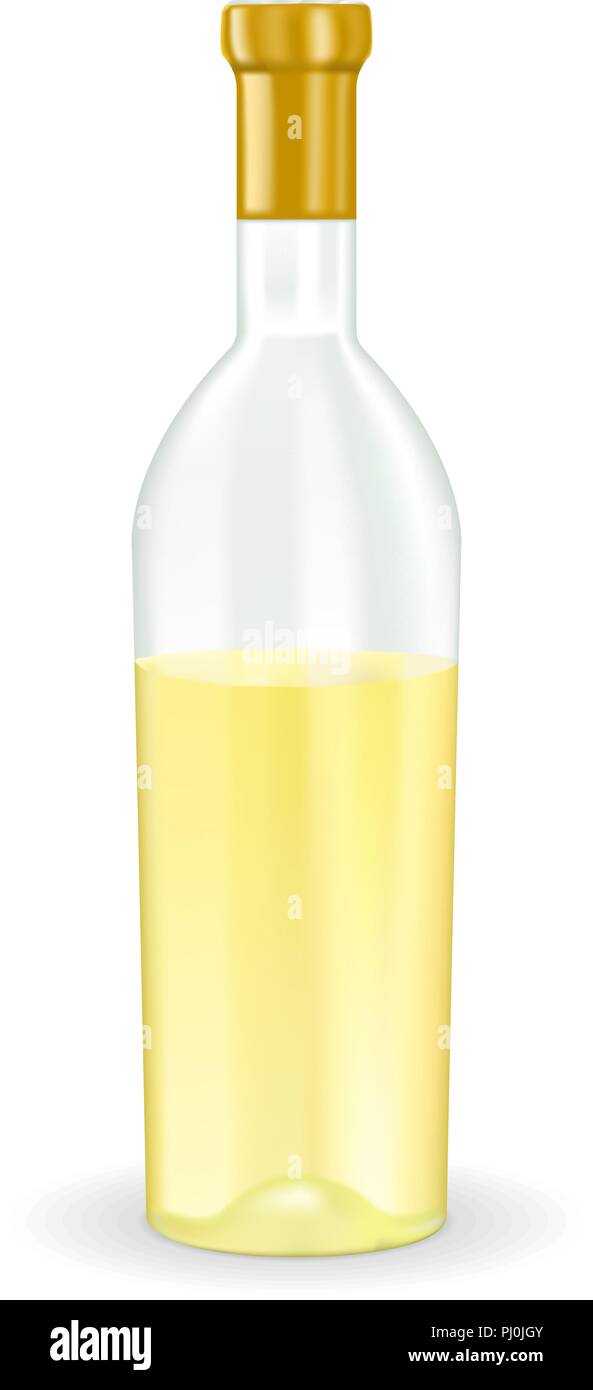 Halb volle Flasche Weißwein Stock Vektor