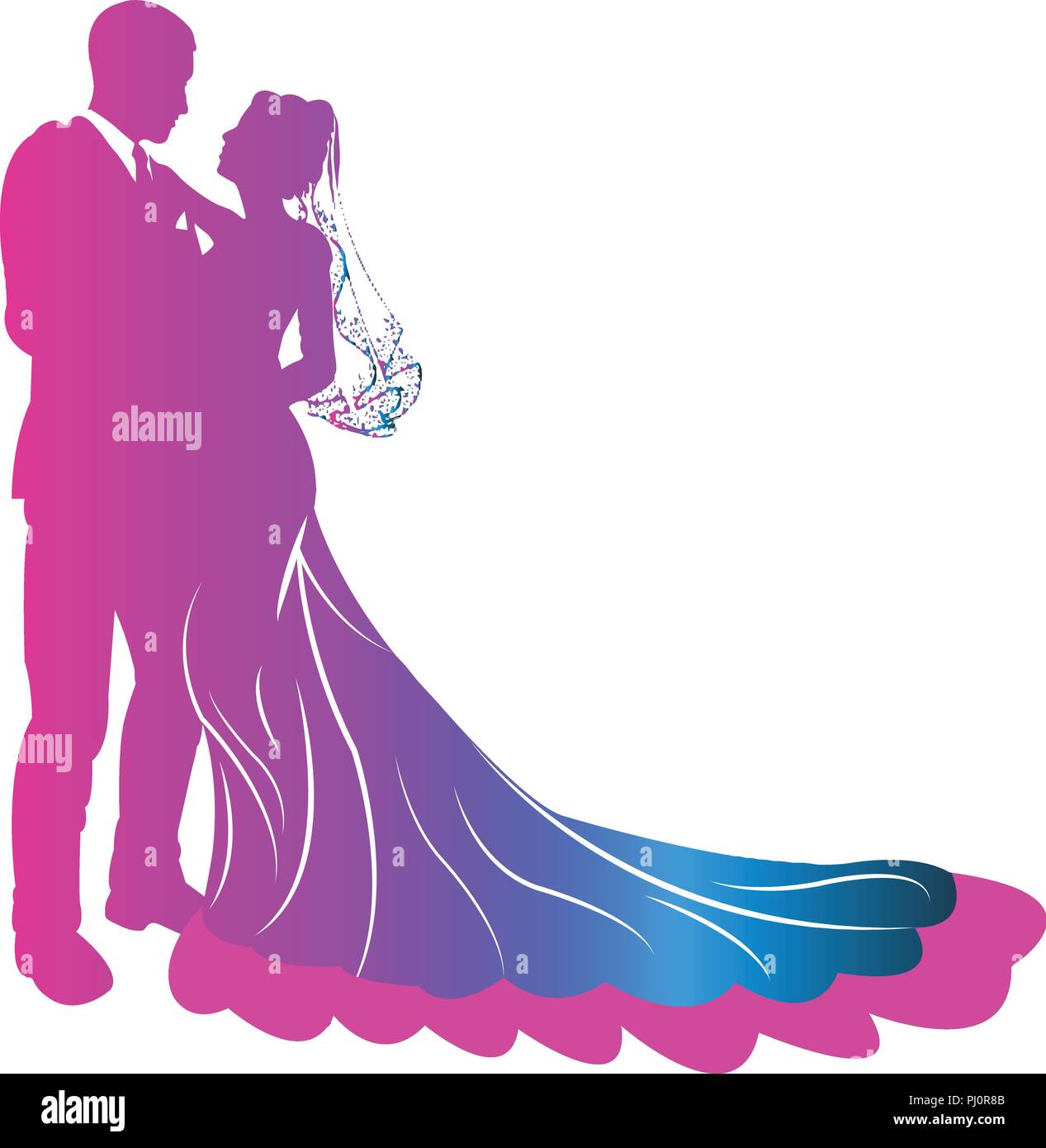 Ein schönes romantisches Brautpaar Clip-Art Sie können dies in Ihrem Hochzeitslogo-Design verwenden. Es ist ein lizenzfreier Vector von Nirupam Brahma unter Alamy Stock Vektor