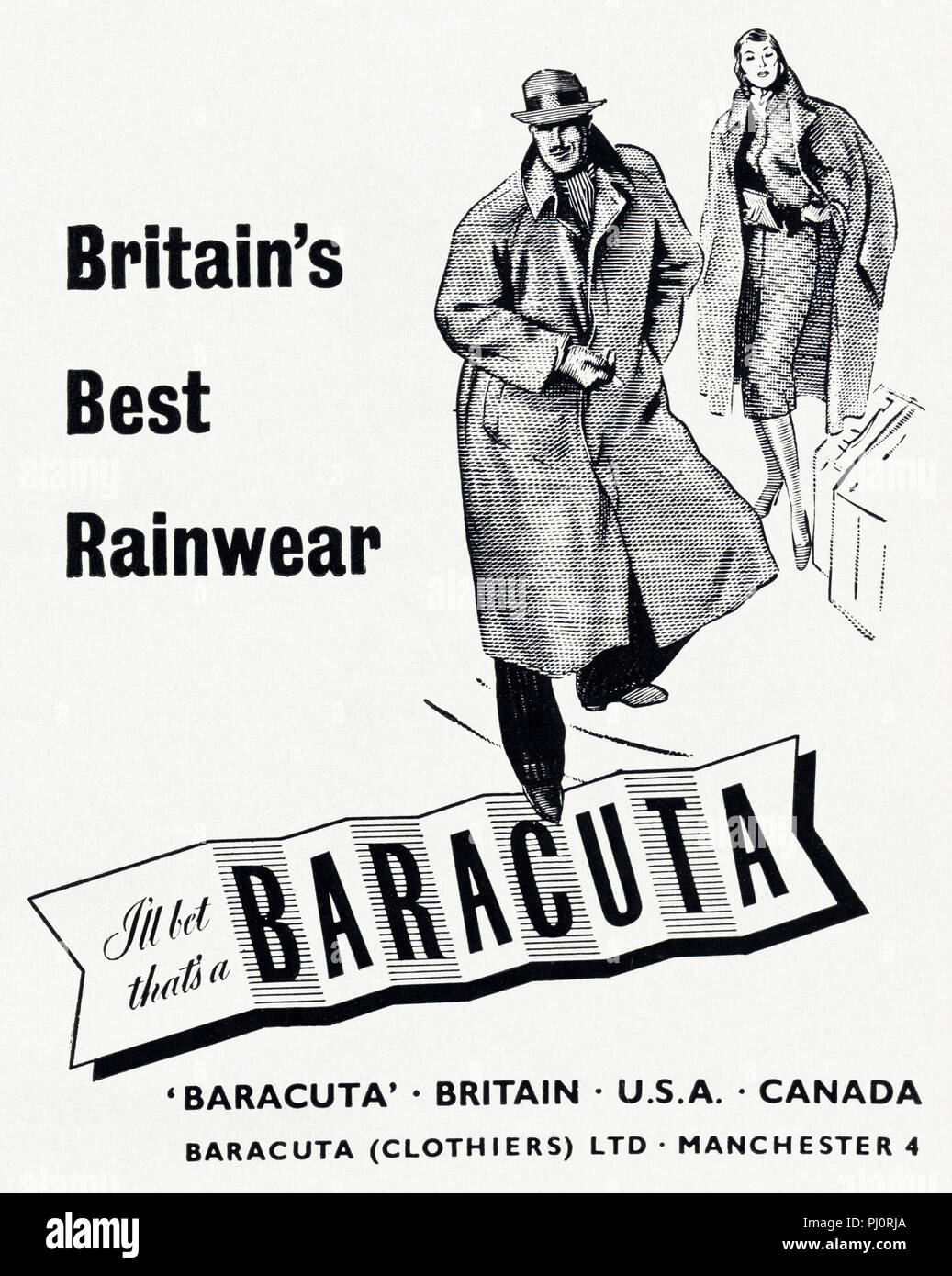 1940er Jahre alten Vintage original advert Werbung Baracuta Damen & Herren  Regenmäntel in Englisch Magazin ca. 1947 Stockfotografie - Alamy