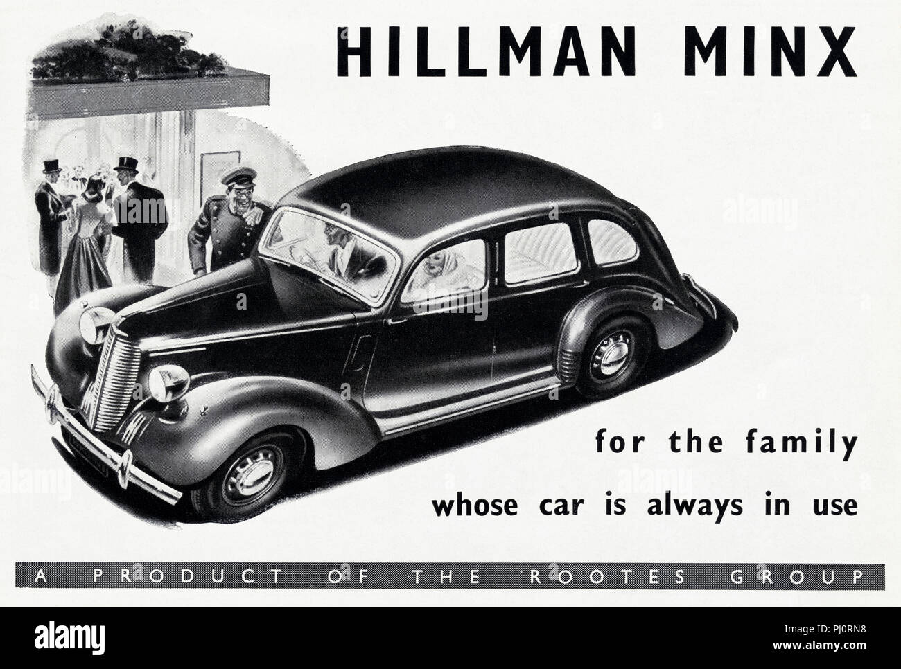 1940er Jahre alten Vintage original advert Werbung neue Hillman Minx Familie Auto von der Rootes Group in Englisch Magazin ca. 1947 Stockfoto