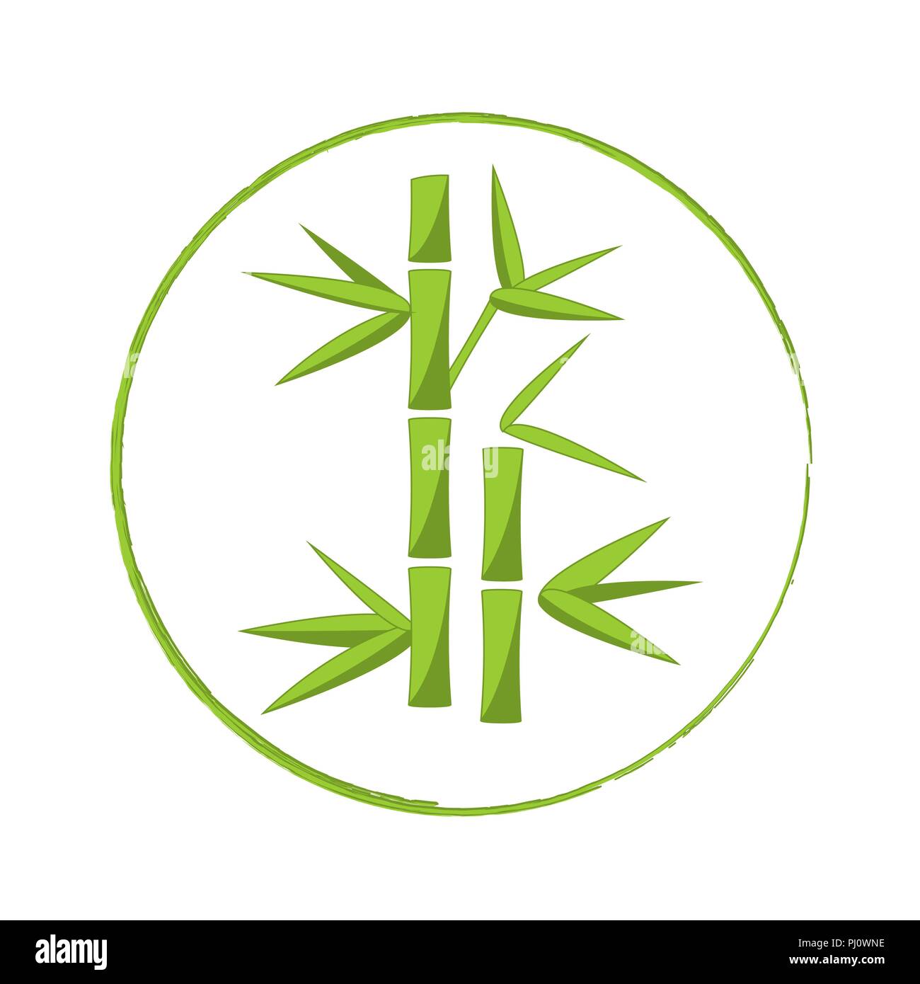 Vektor logo, Label oder Emblem mit grüner Bambus Pflanze. Konzept für Spa und Schönheitssalon, asiatische Massage, Kosmetik Paket, Möbel Materialien. Stock Vektor