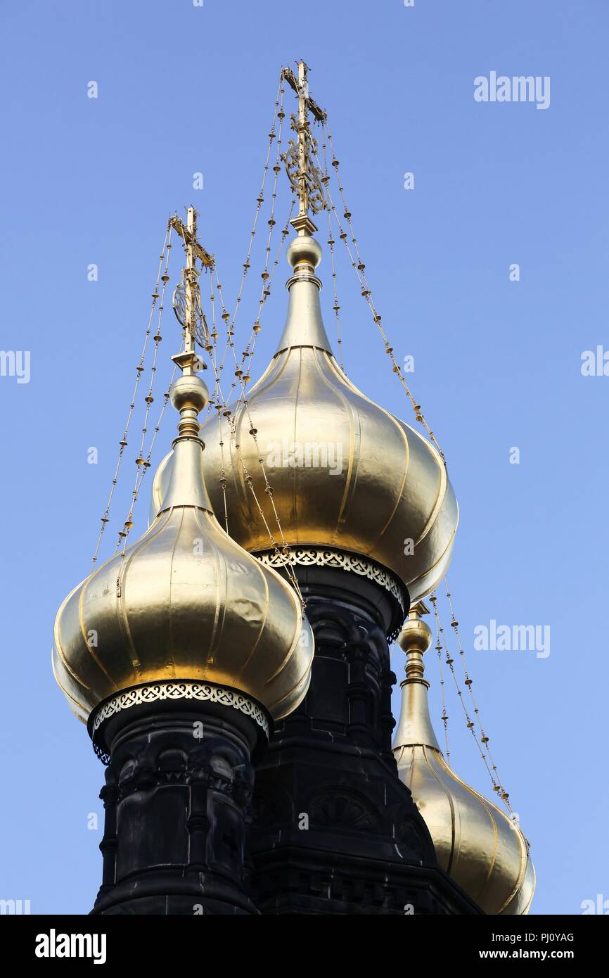 Russisch-orthodoxe Kirche Alexander Newski in Kopenhagen, Dänemark. Stockfoto