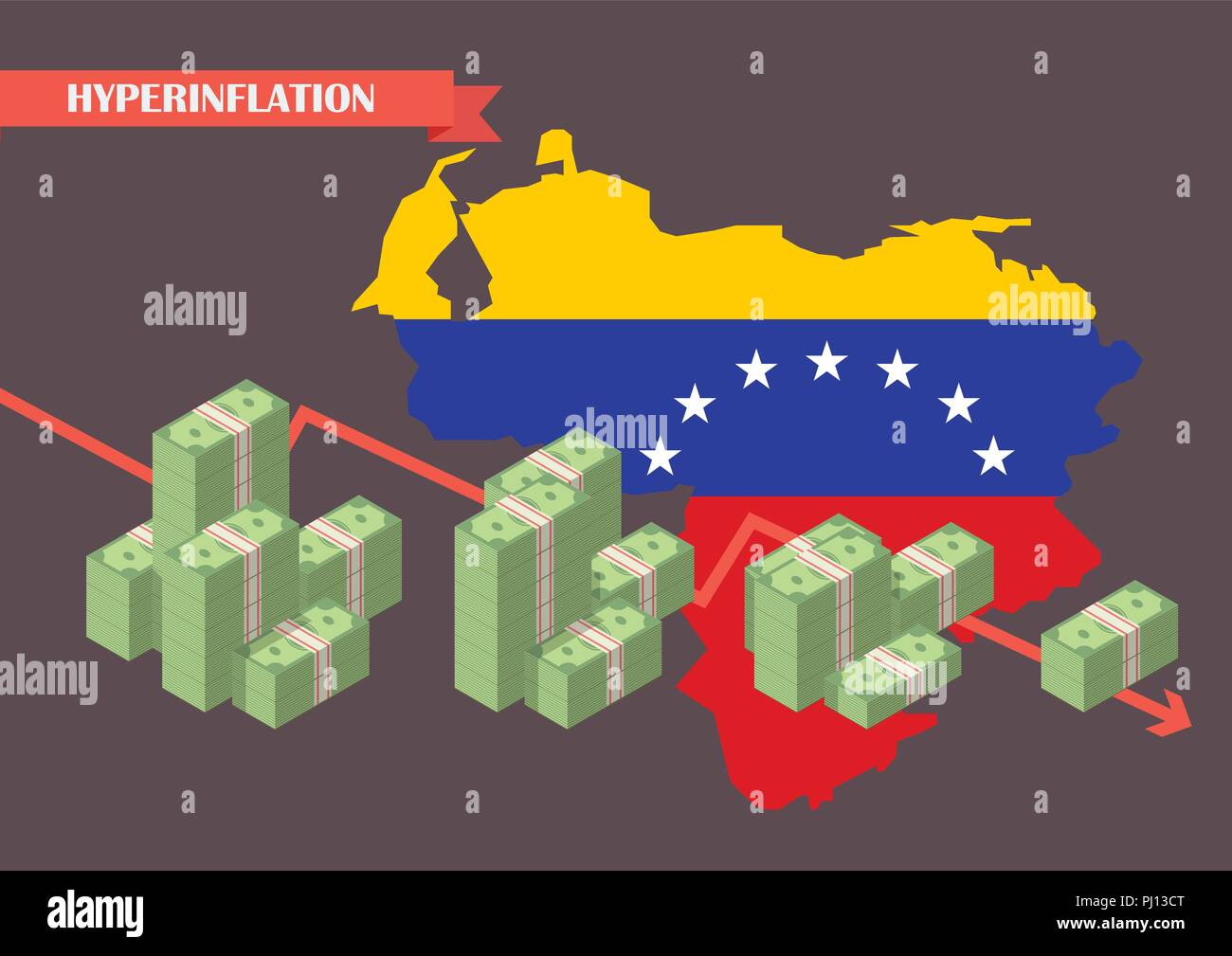Hyperinflation in Venezuela Konzept. Wirtschaft Vector Illustration Konzept Stock Vektor