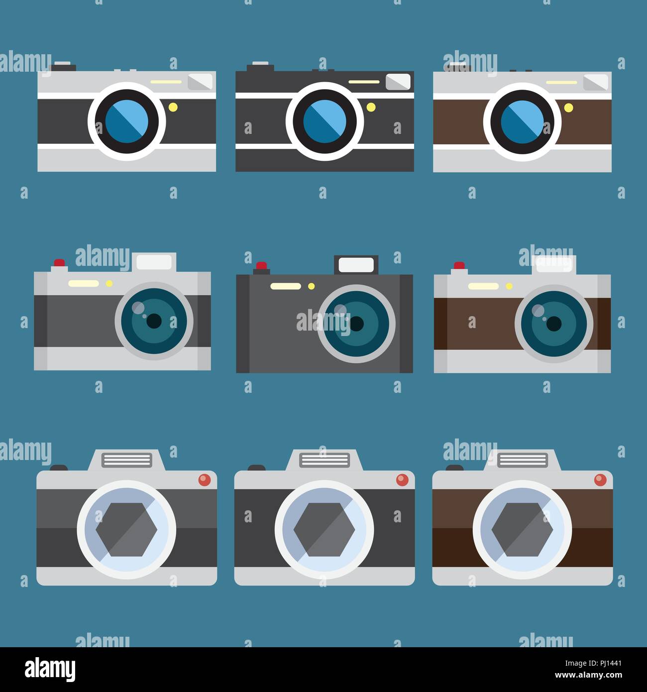 Reihe von kompakten Kamera und spiegellosen Kamera, Symbol der Vektor der Digitalkamera. Stock Vektor