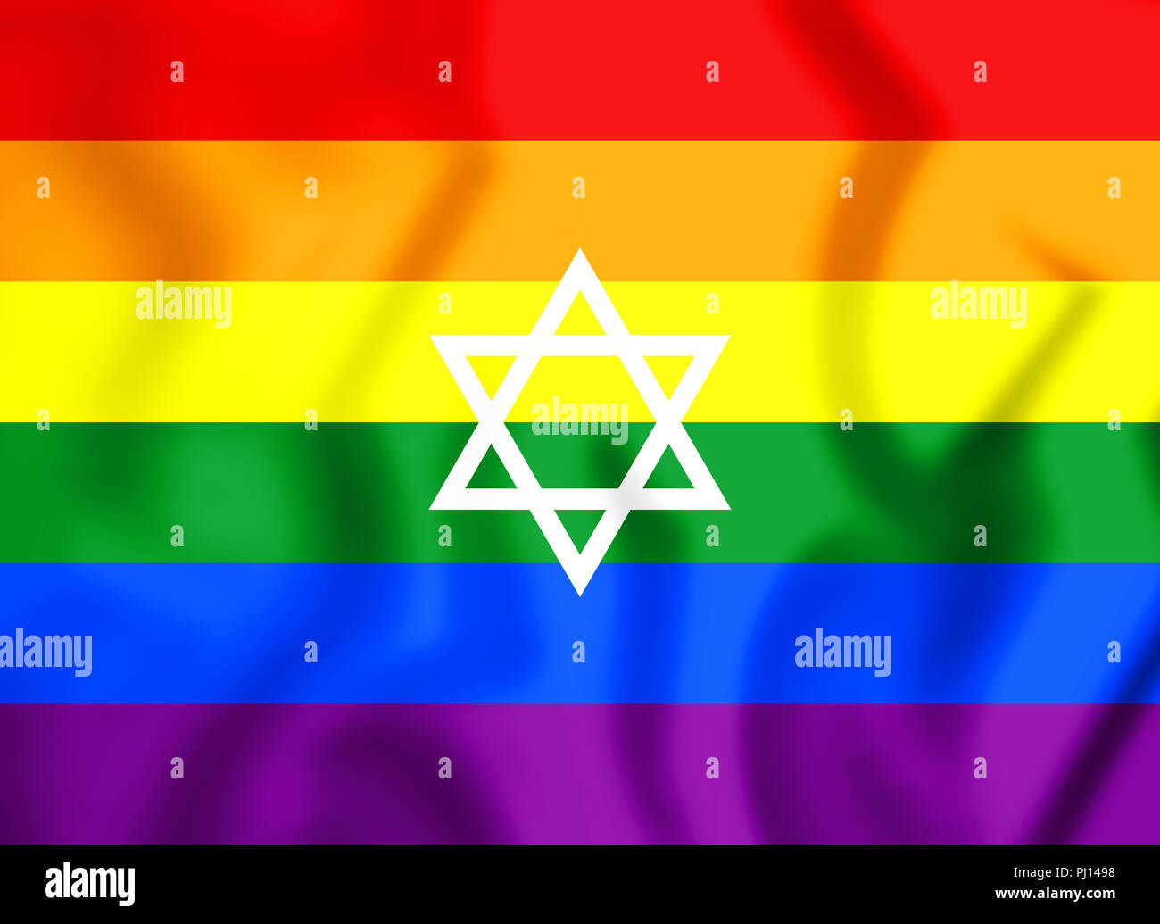 3D LGBT-Flagge von Israel. 3D Illustration. Stockfoto