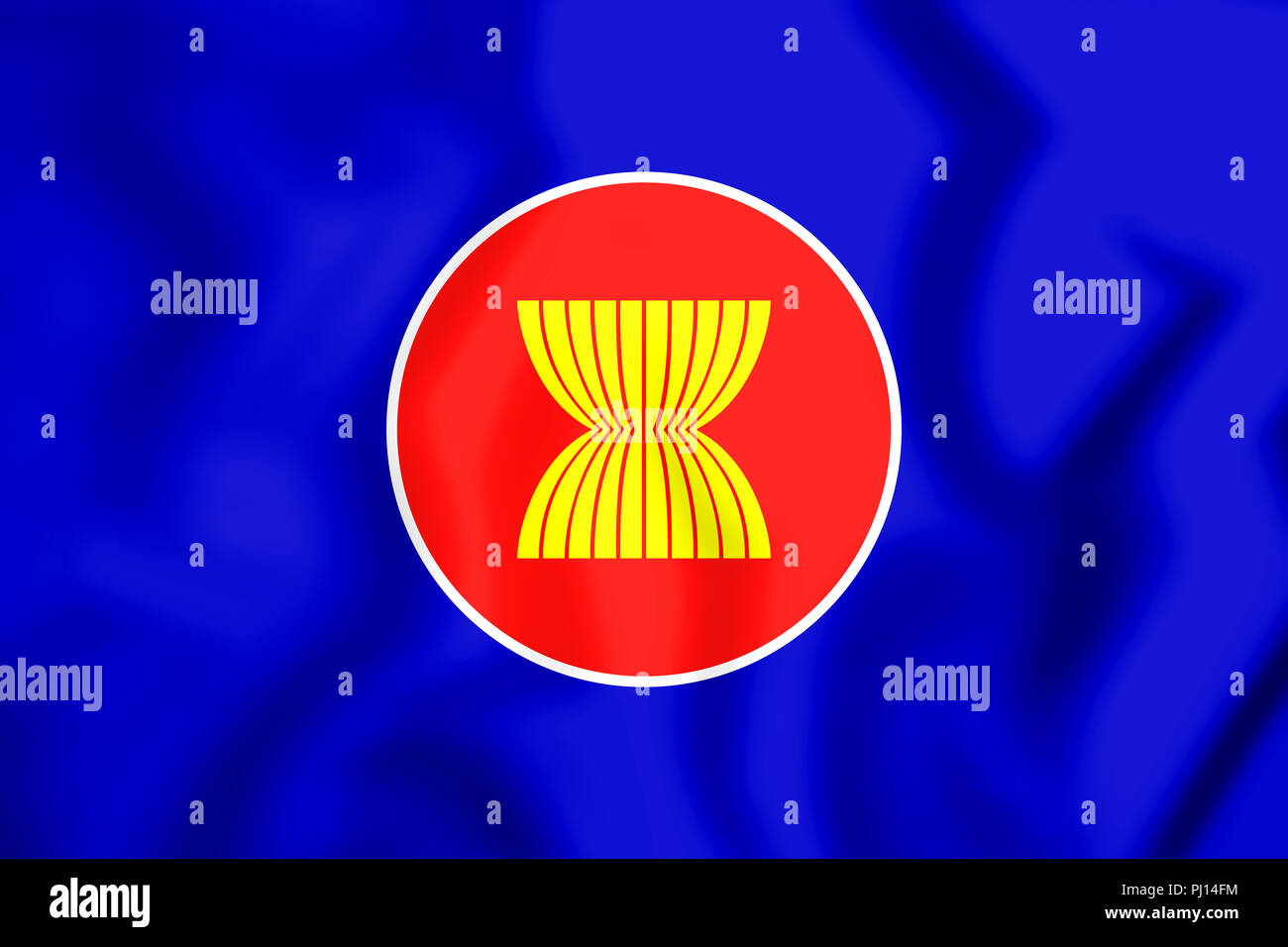 3D-Flagge der ASEAN. 3D-Darstellung. Stockfoto