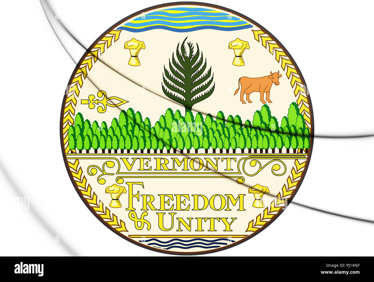 3D-Zustand Dichtung von Vermont, USA. 3D-Darstellung. Stockfoto