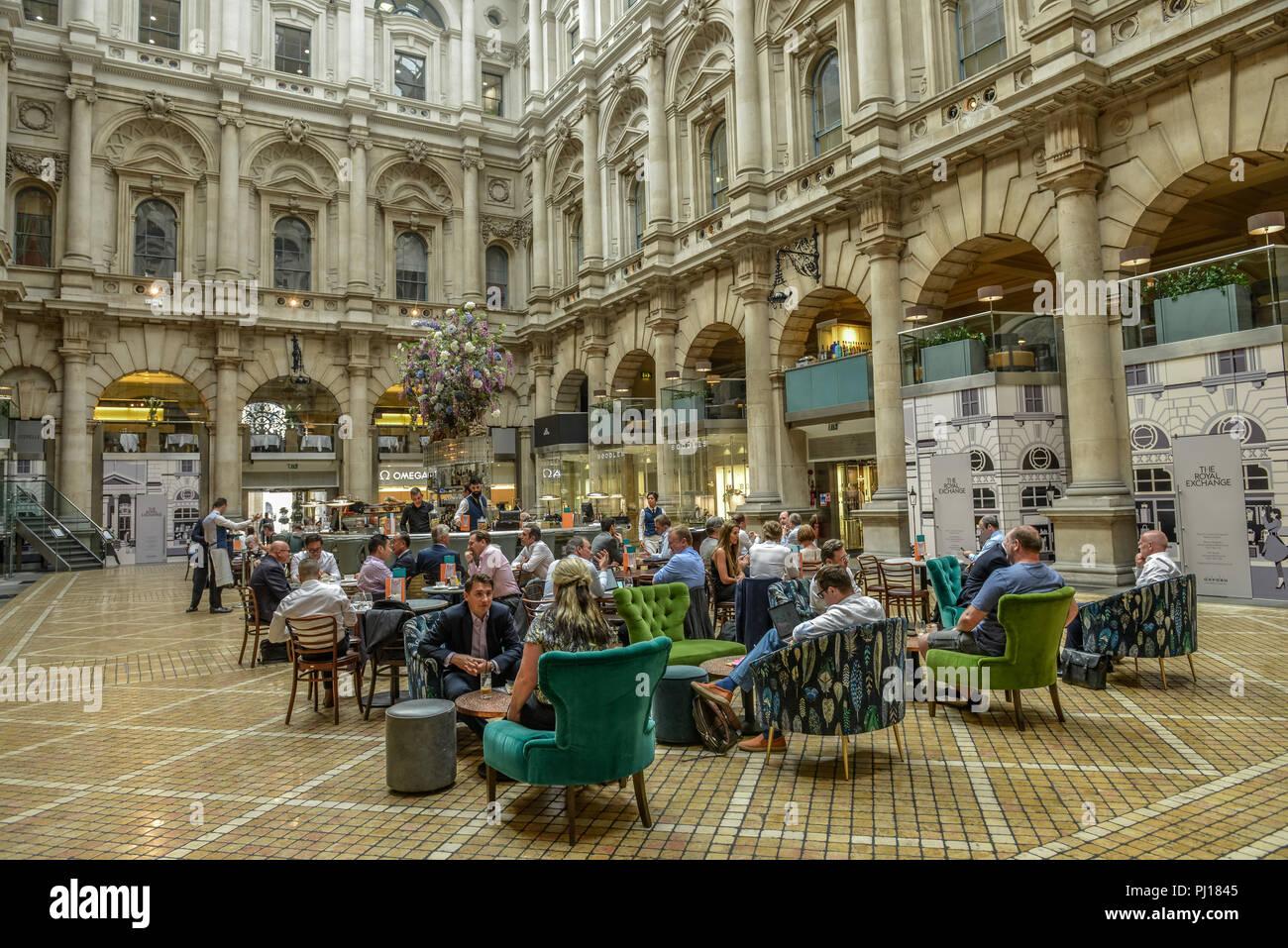 Royal Exchange, Threadneedle Street, London, England, Grossbritannien Stockfoto