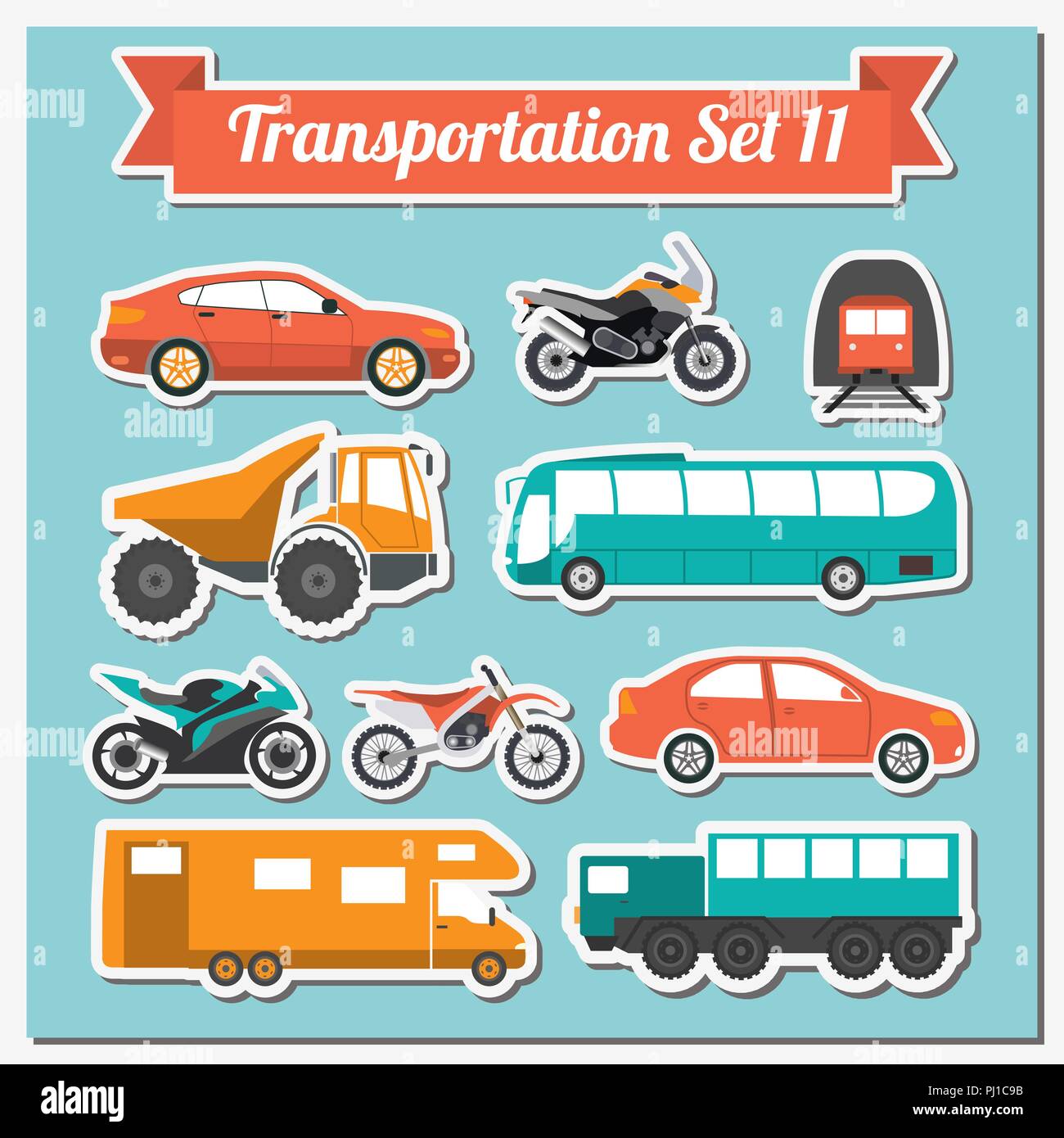 Alle Arten von Verkehr Symbol zur Erstellung Ihrer eigenen Infografiken oder Karten. Wasser-, Straßen-, Stadt-, Luft-, Fracht-, öffentlichen und Transport. Stock Vektor