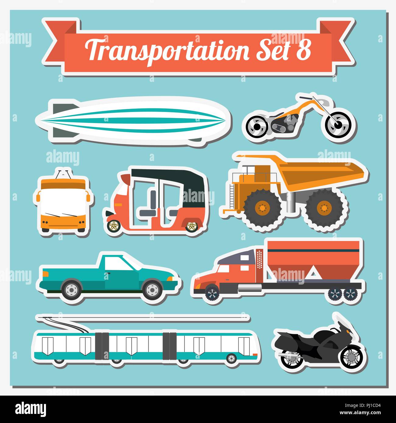 Alle Arten von Verkehr Symbol zur Erstellung Ihrer eigenen Infografiken oder Karten. Wasser-, Straßen-, Stadt-, Luft-, Fracht-, öffentlichen und Transport. Stock Vektor