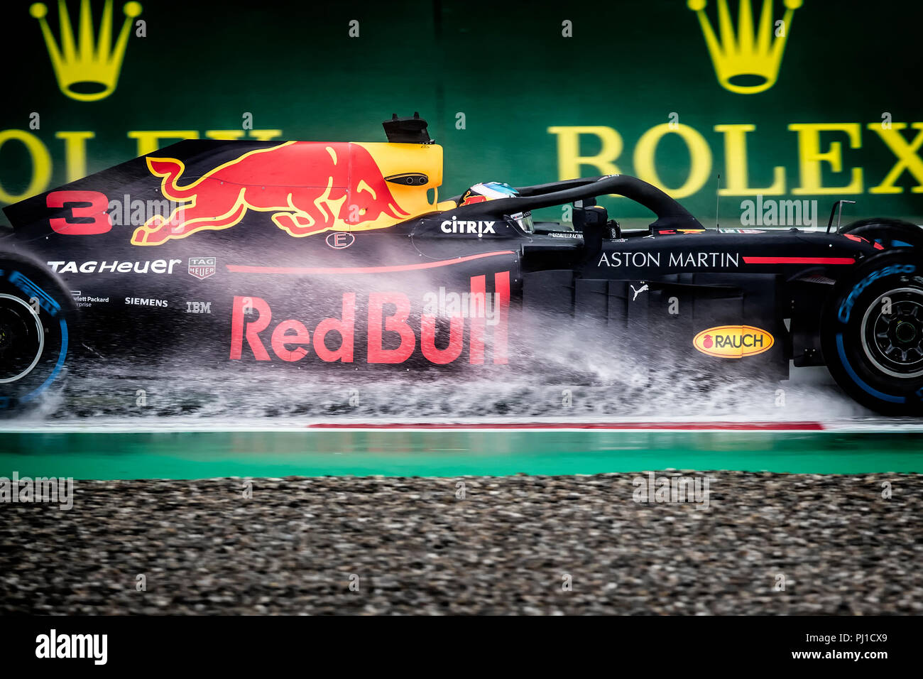 Daniel Ricciardo fuhr F1 Redbull Aston Martin Formel 1 2018 Eni Monza Circuit Italien am Wochenende Stockfoto