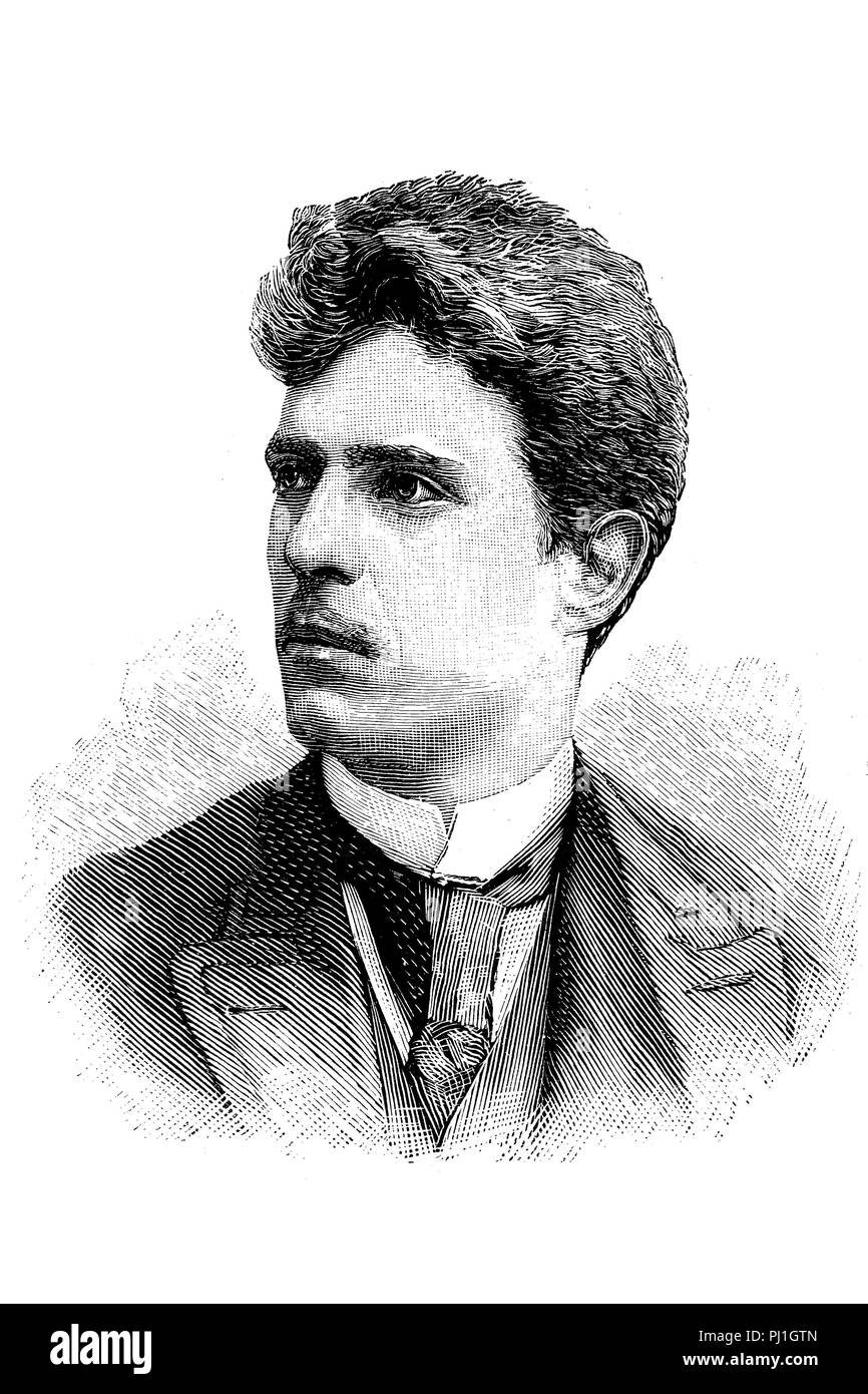 Pietro Antonio Stefano Mascagni, 7. Dezember 1863 bis 2. August 1945, war ein italienischer Komponist, digital verbesserte Reproduktion eines woodprint aus dem Jahr 1890 Stockfoto