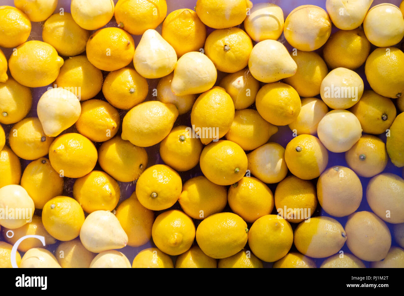 Gelbe Zitrusfrüchte Hintergrund Stockfoto