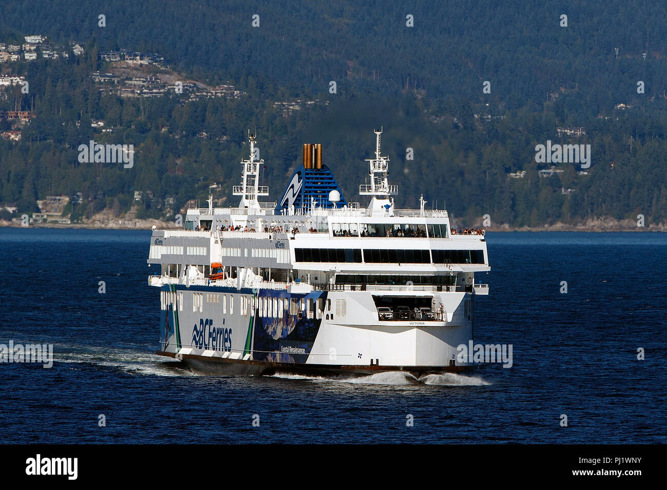 MV Küsten Renaissance, Küsten klasse Fähre von BC Ferries, den Hafen von Vancouver, Vancouver, British Columbia, Kanada betrieben Stockfoto