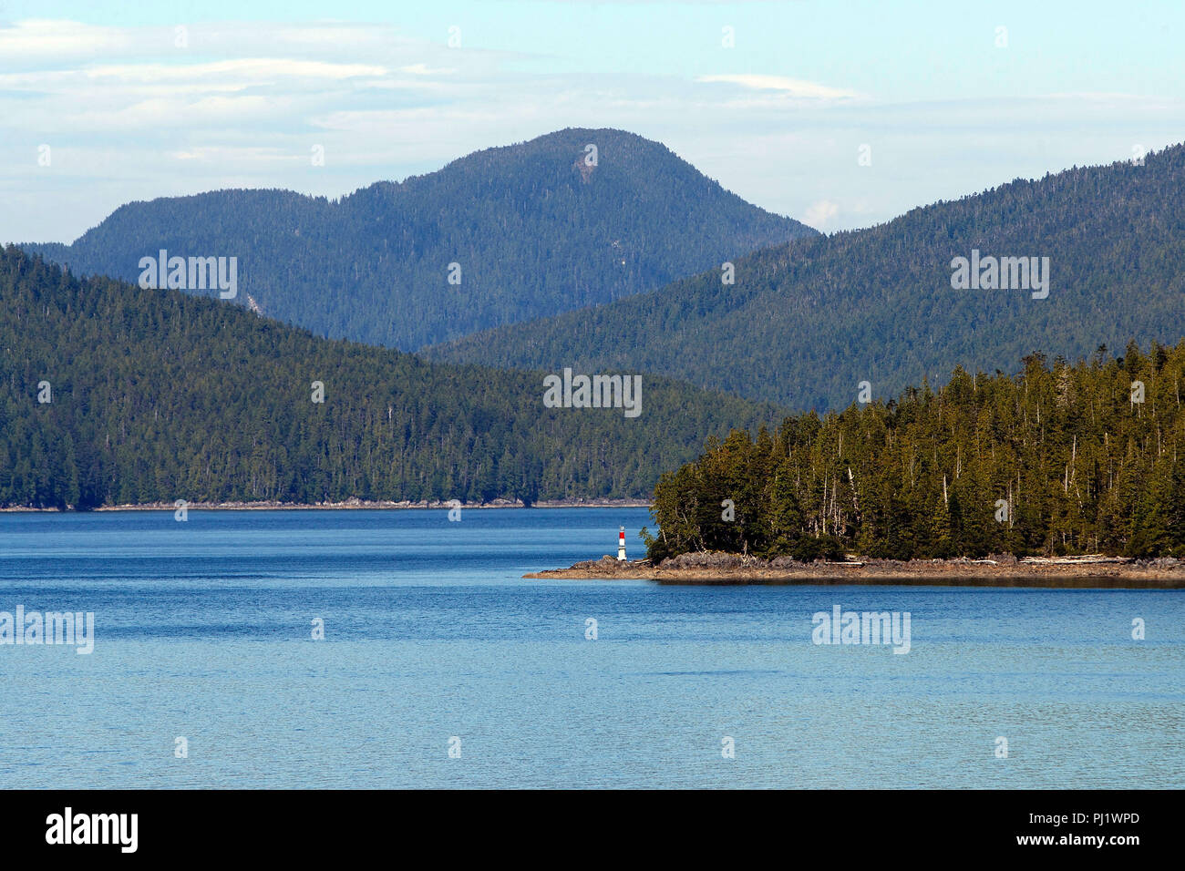 Pazifische Küstenlinie, Queen Charlotte Sound, Britisch-Kolumbien, Kanada Stockfoto