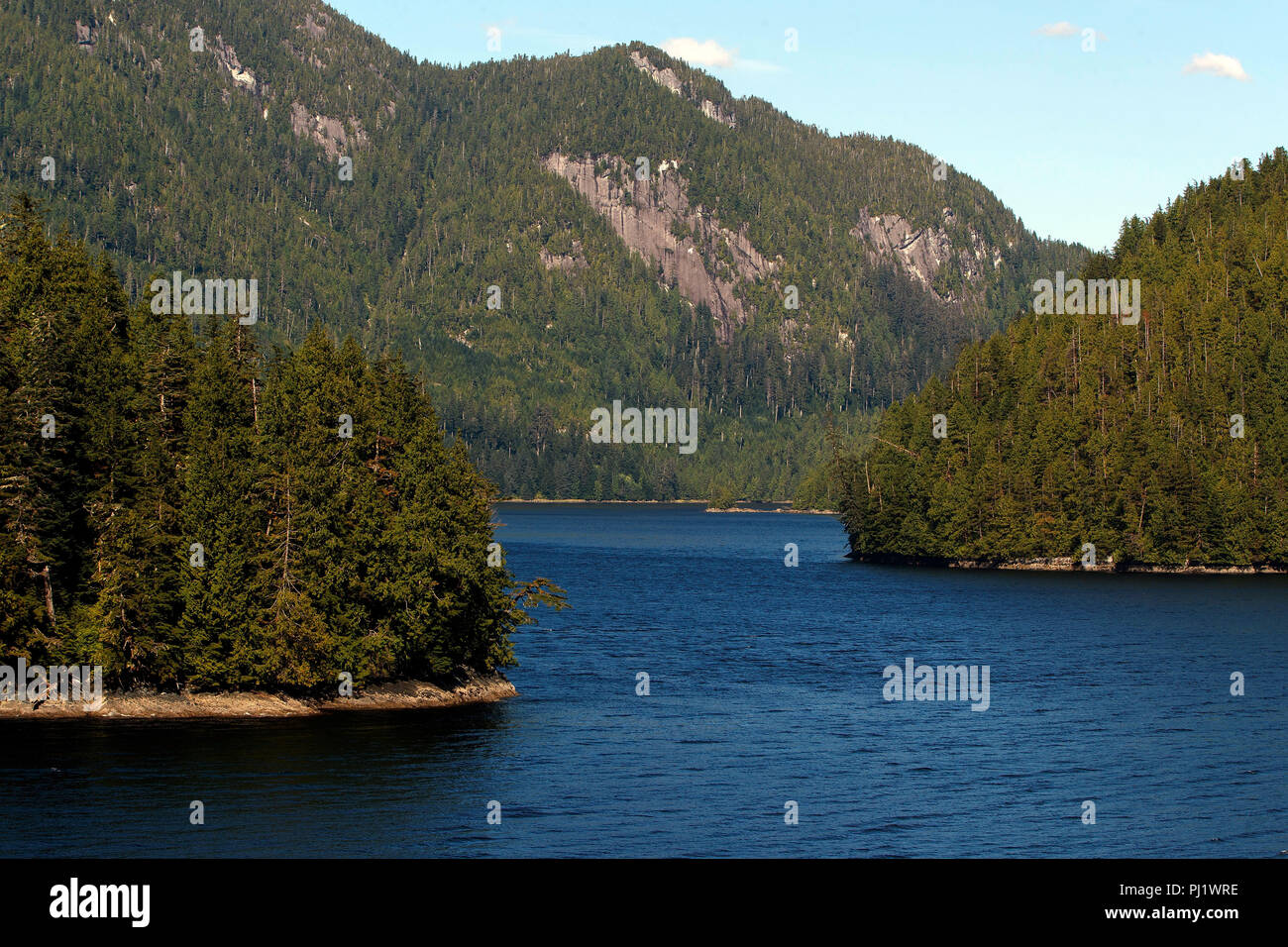 Pazifische Küstenlinie, Queen Charlotte Sound, Britisch-Kolumbien, Kanada Stockfoto