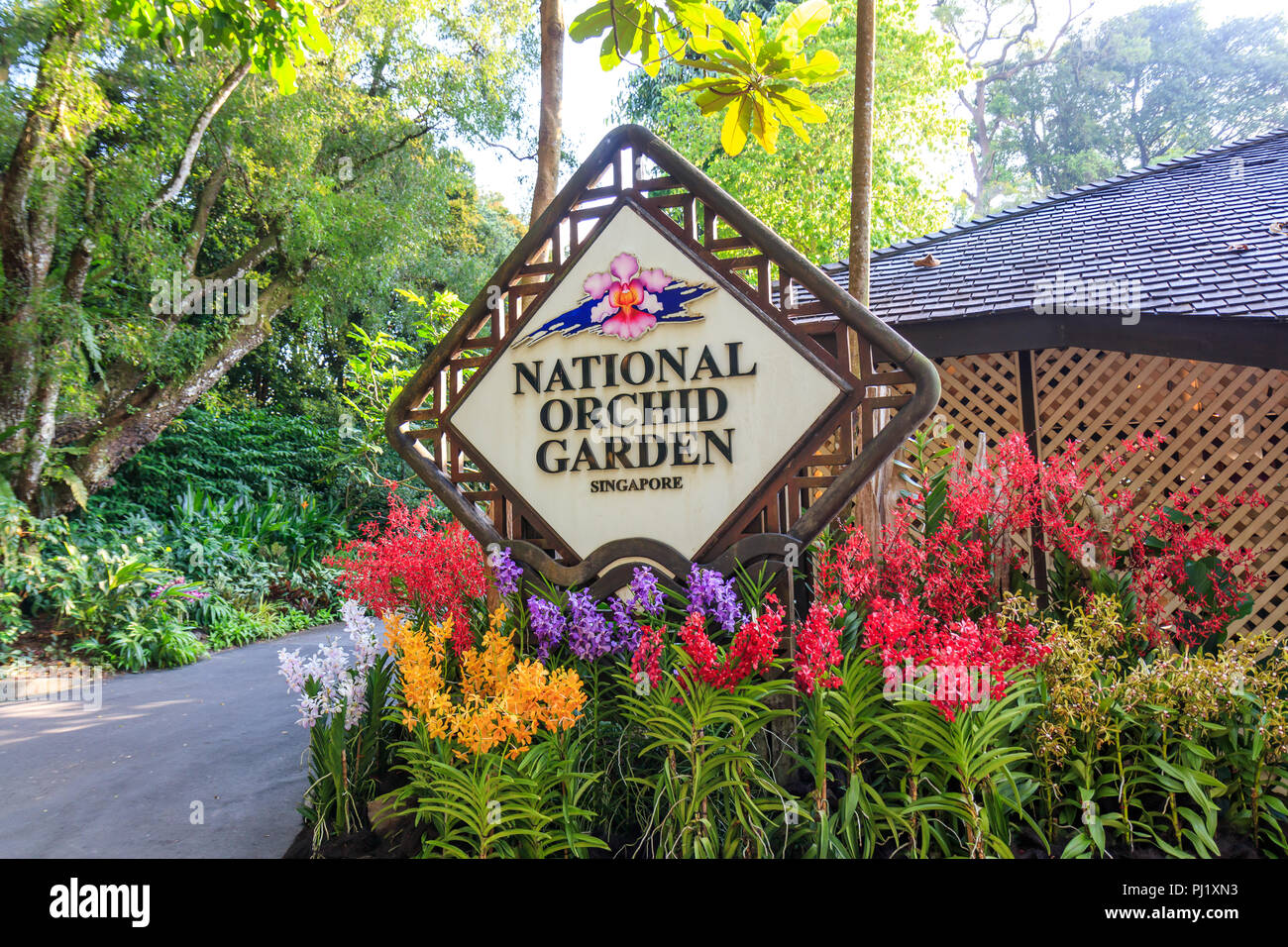 Singapur - Juli 12, 2018: National Orchid Garden am Singapore Botanic Gardens Stockfoto