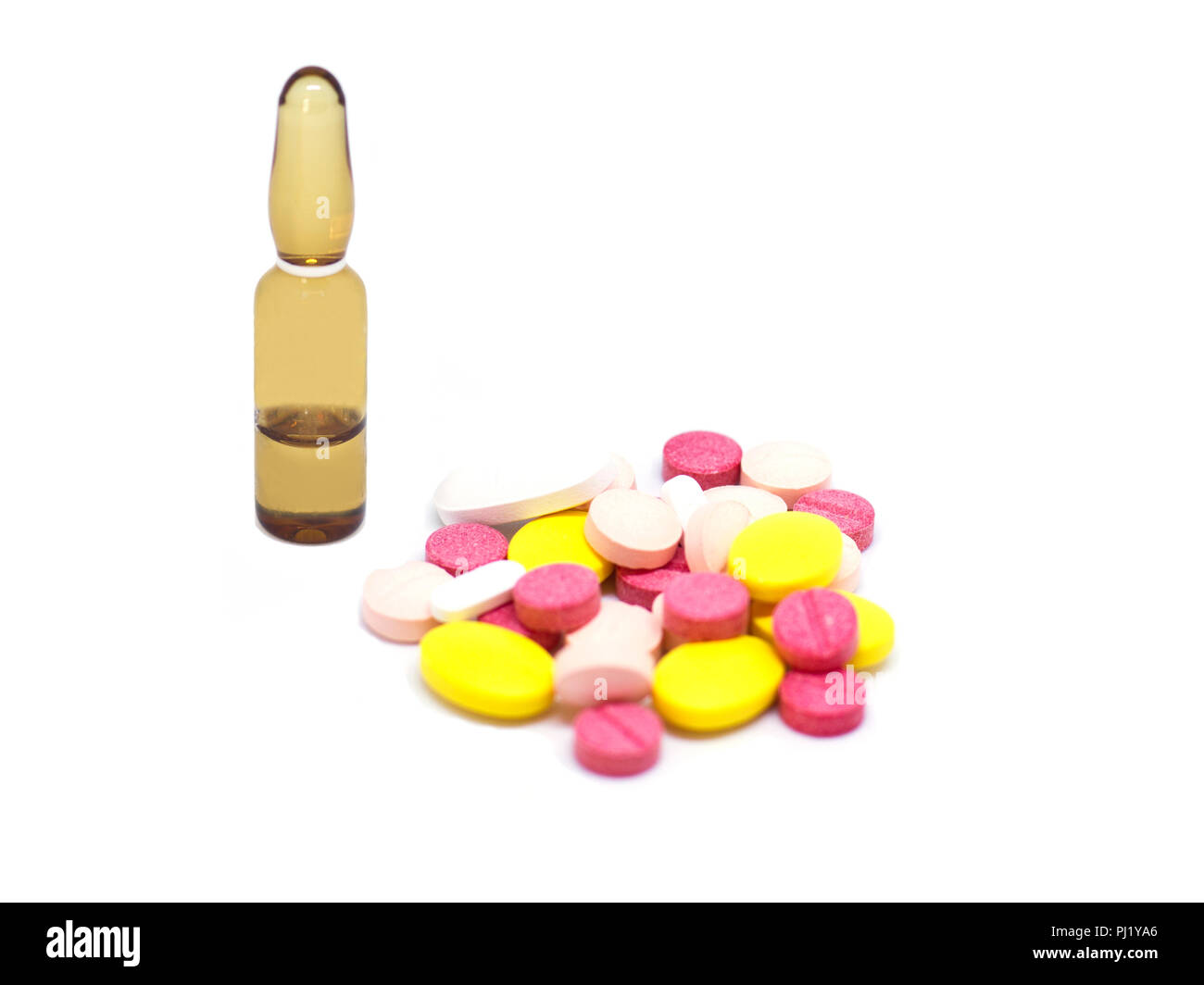 Verschiedene pharmazeutische Medizin Pillen, Tabletten und Kapseln. Stockfoto