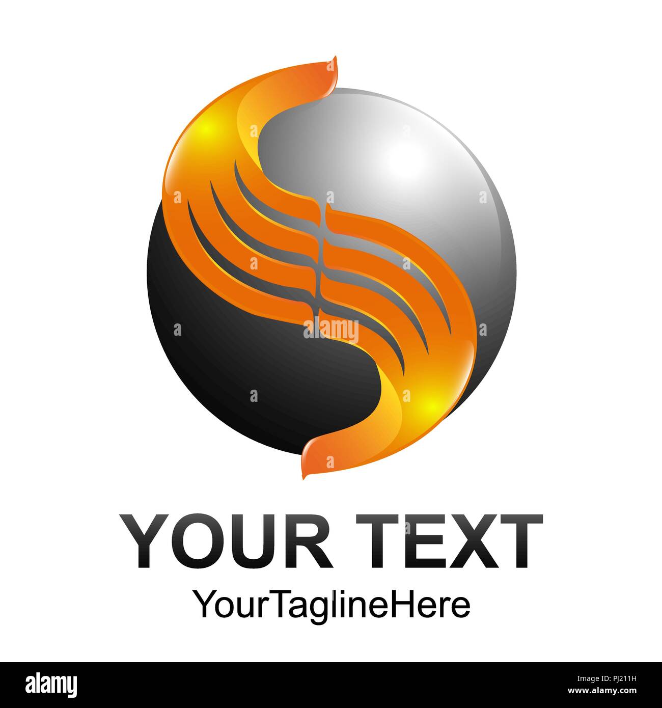 Kreative abstrakte Technologie Kugel Buchstaben S Vector Logo Design template Element. Schwarz orange Konzept Symbol Stock Vektor