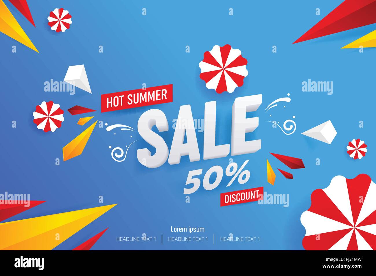 Abstrakte Hot Summer Sale 50% Rabatt Vector Hintergrund Abbildung Stock Vektor