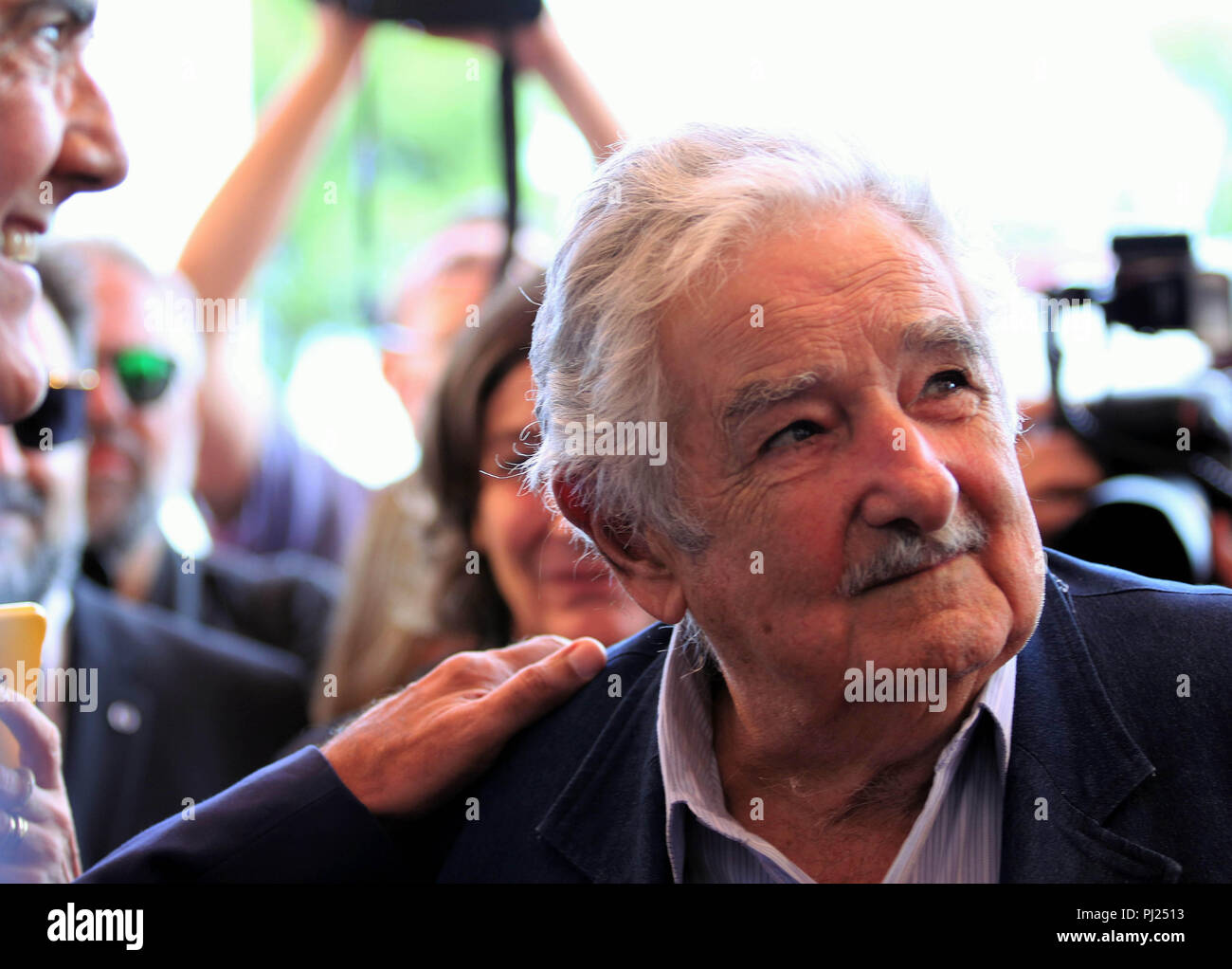 Venedig, Italien, Lido di Venezia, 03. September 2018: Pepe Mujica, Uruguay ehemaliger Präsident, am roten Teppich der Film 'Pepe una vida suprema" Film über das Leben von Pepe Mujica. 75. Internationalen Filmfestival von Venedig. Foto © ottavia Da Re/Sintesi/Alamy leben Nachrichten Stockfoto