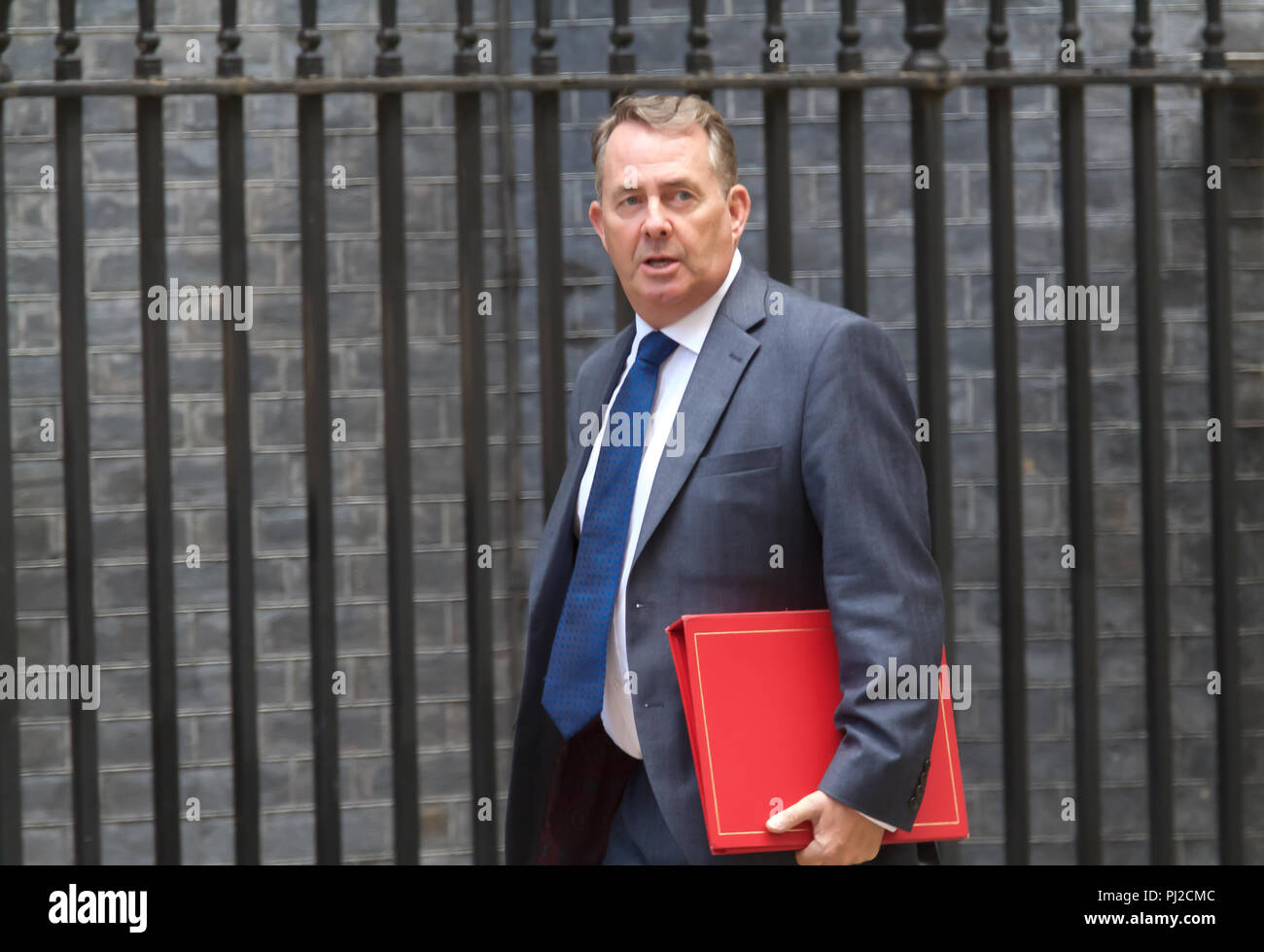 London, UK, 4. September 2018, Staatssekretär für internationalen Handel und der Präsident des Board of Trade die Rt Hon Liam Fox MP nimmt an seiner ersten Sitzung nach der Sommerpause am 10 Downing Street, London. Credit: Keith Larby/Alamy leben Nachrichten Stockfoto