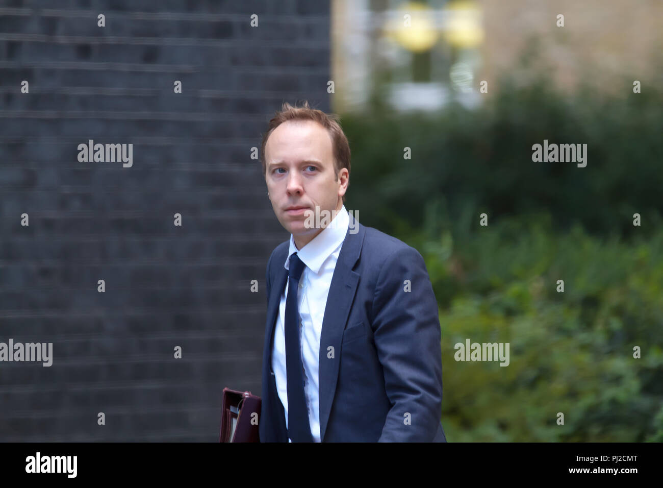 London, UK, 4. September 2018, Staatssekretär für Gesundheit und soziale Betreuung der Rt Hon Matt Hancock MP seine erste Kabinettssitzung nach der Sommerpause am 10 Downing Street, London besucht. Credit: Keith Larby/Alamy leben Nachrichten Stockfoto