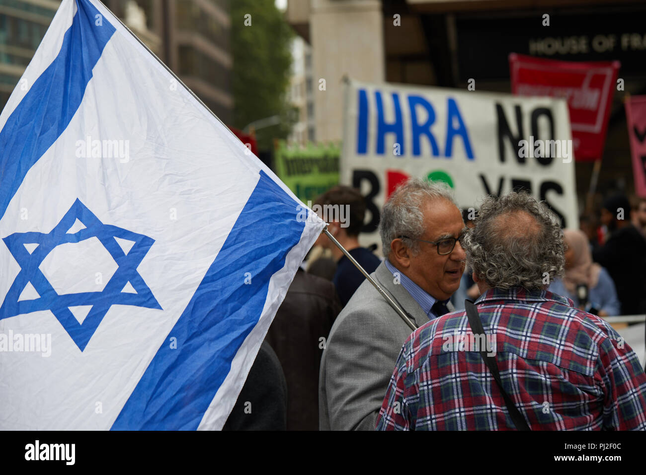 London, Großbritannien. 4. September 2018. Demonstranten außerhalb des Arbeitsmarktes Parteizentrale, wo nationale Exekutive der Partei Ausschuss Sitzung zu erörtern, ob in voller eine internationale Definition des Antisemitismus zu verabschieden. Credit: Kevin Frost-/Alamy leben Nachrichten Stockfoto