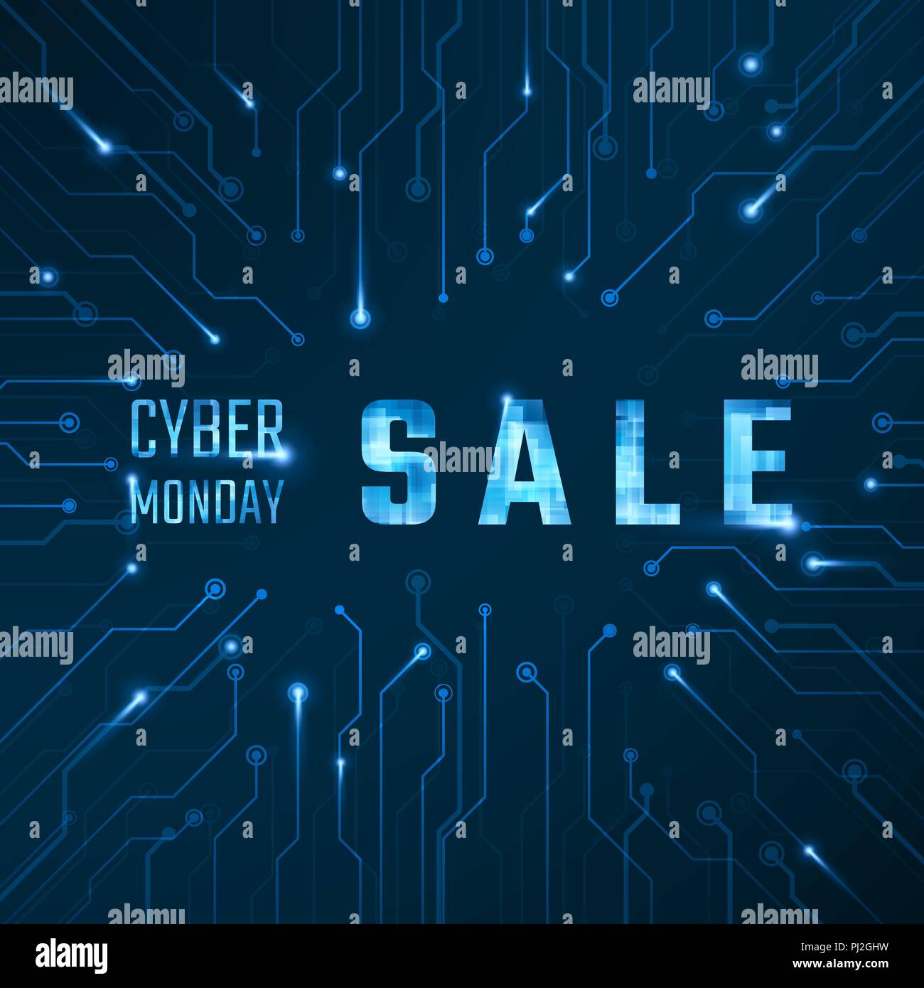 Cyber Monday Verkauf Technik Banner. Vector Illustration Stock Vektor