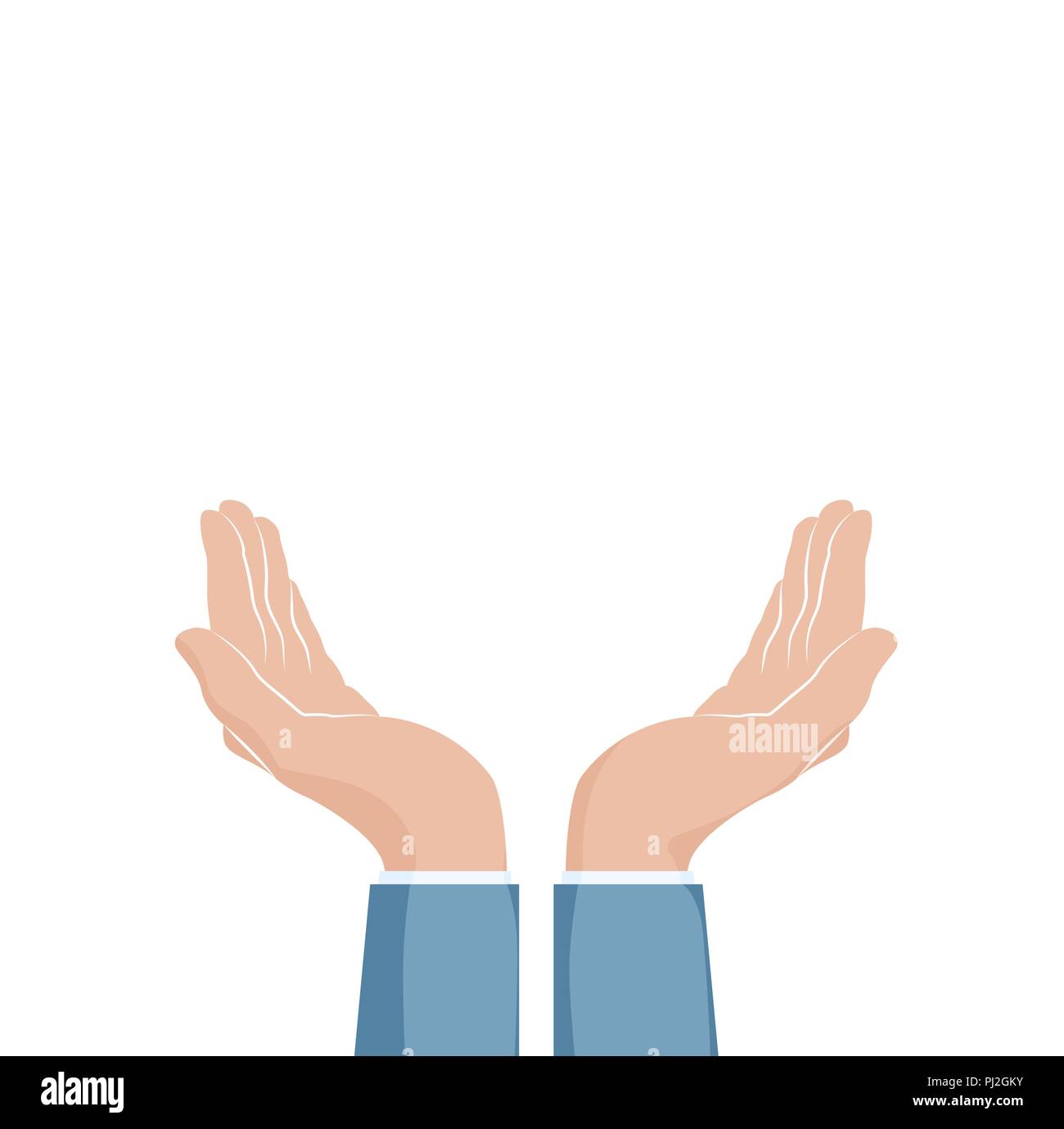 Zwei hohle Hand. Unterstützung der Hände. Vector Illustration auf weißen isoliert Stock Vektor
