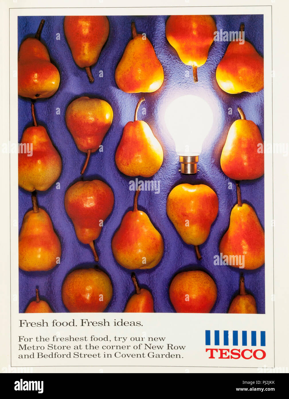 1993 Magazin Werbung für den ersten Tesco Metro Supermarkt in Covent Garden. Stockfoto