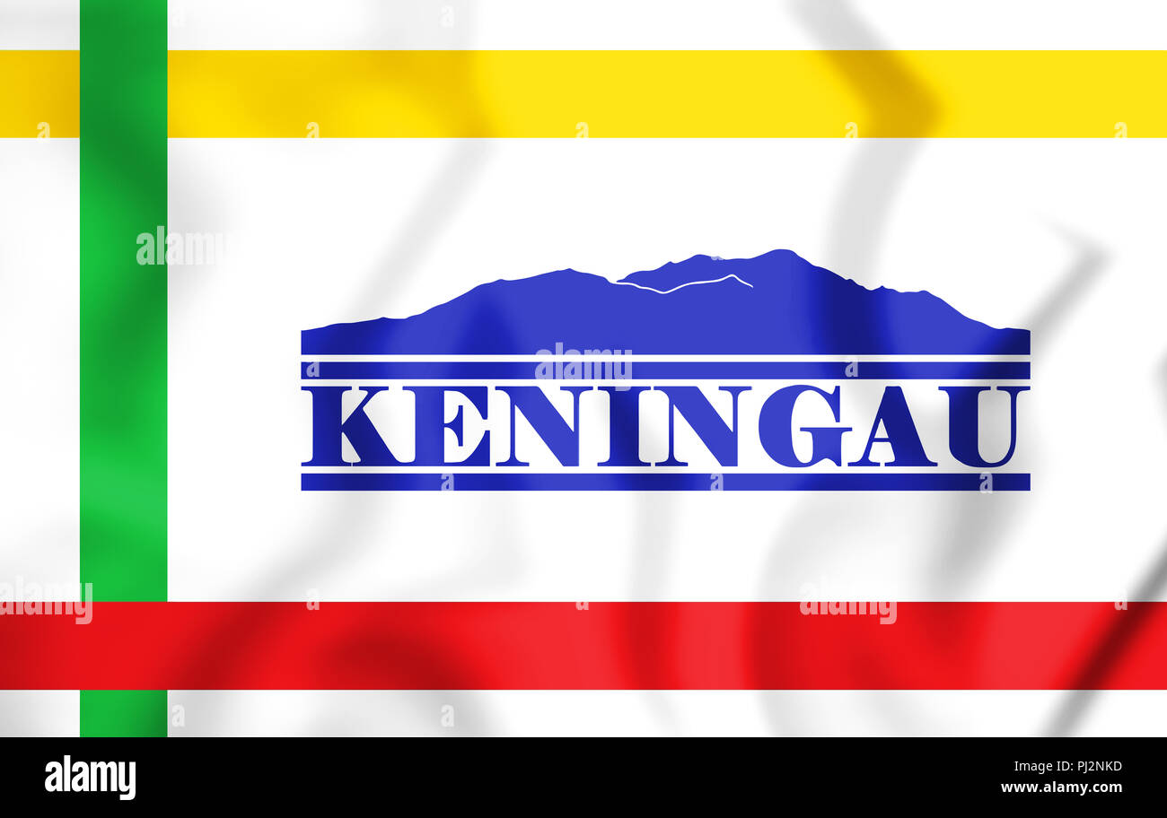 3D Flagge von Keningau (Sabah), Malaysia. 3D Illustration. Stockfoto