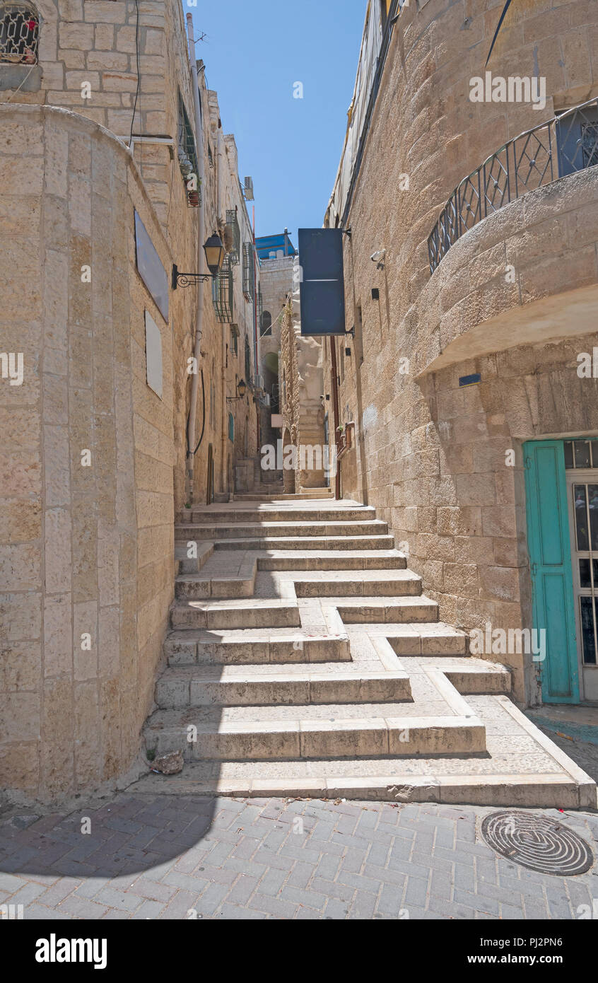 Einzigartige Gasse Treppe in Bethlehem, Israel Stockfoto
