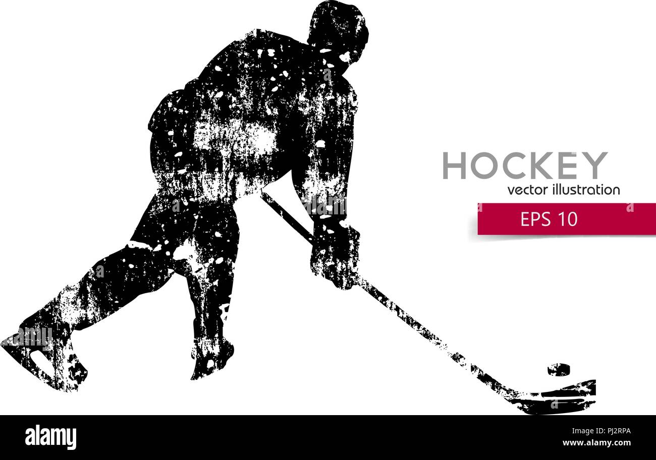 Silhouette der Hockeyspieler. Hintergrund und Text auf einem separaten Layer, Farbe kann mit einem Klick geändert werden. Stock Vektor
