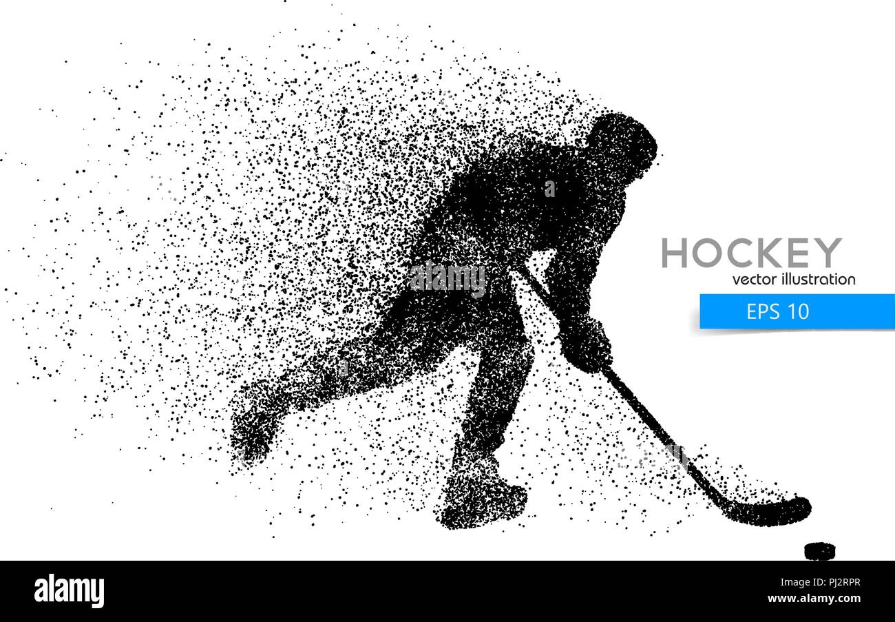 Silhouette einer hockey player von teilchen. Hintergrund und Text auf einem separaten Layer, Farbe kann mit einem Klick geändert werden. Stock Vektor