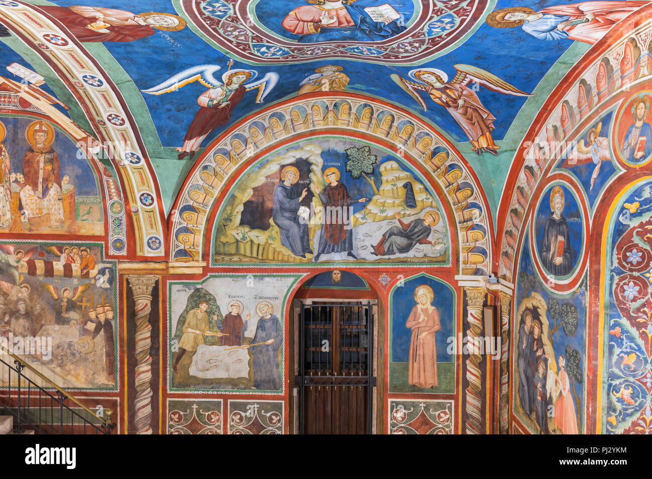 Fresko der hl. Benedikt's Abbey, Subiaco, Latium, Italien Stockfoto