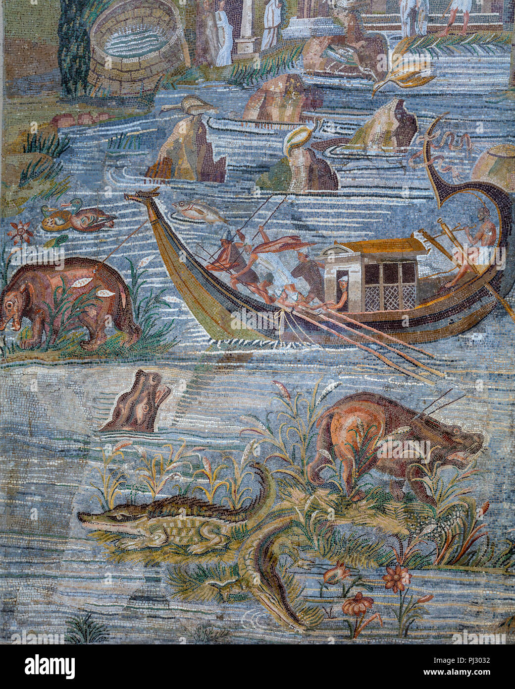 Nilotische Mosaik, Hellenistische Kunst (1. Jahrhundert v. Chr.), das Archäologische Museum, Palestrina, Latium, Italien Stockfoto
