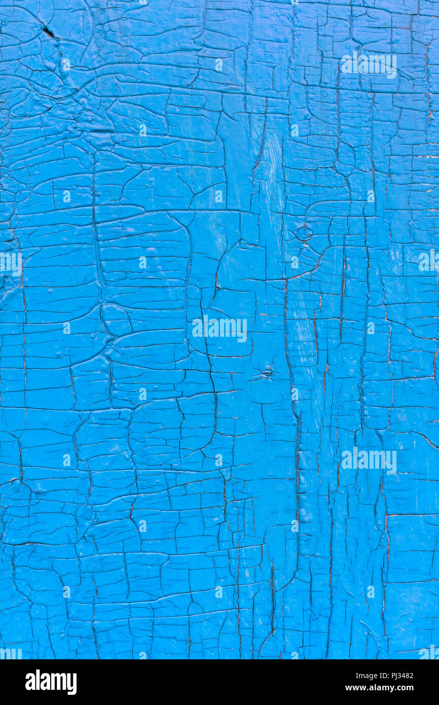 Verwitterte Holzbohlen Hintergrund mit gebrochenen blauen Farbe Textur Stockfoto