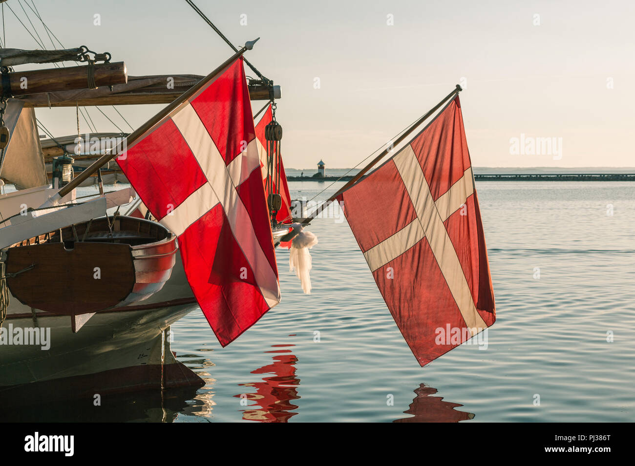 Dänische Flagge, die älteste Fahne in der Welt Stockfoto