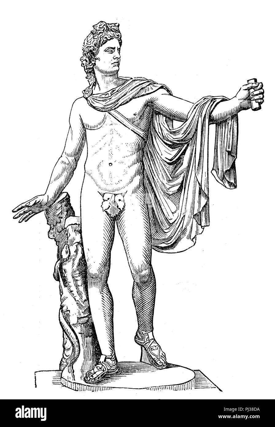 Apollo, dem griechischen Gott des Lichts, der Heilung und der Poesie, digital verbesserte Reproduktion des Originals aus dem Jahr 1895 Stockfoto