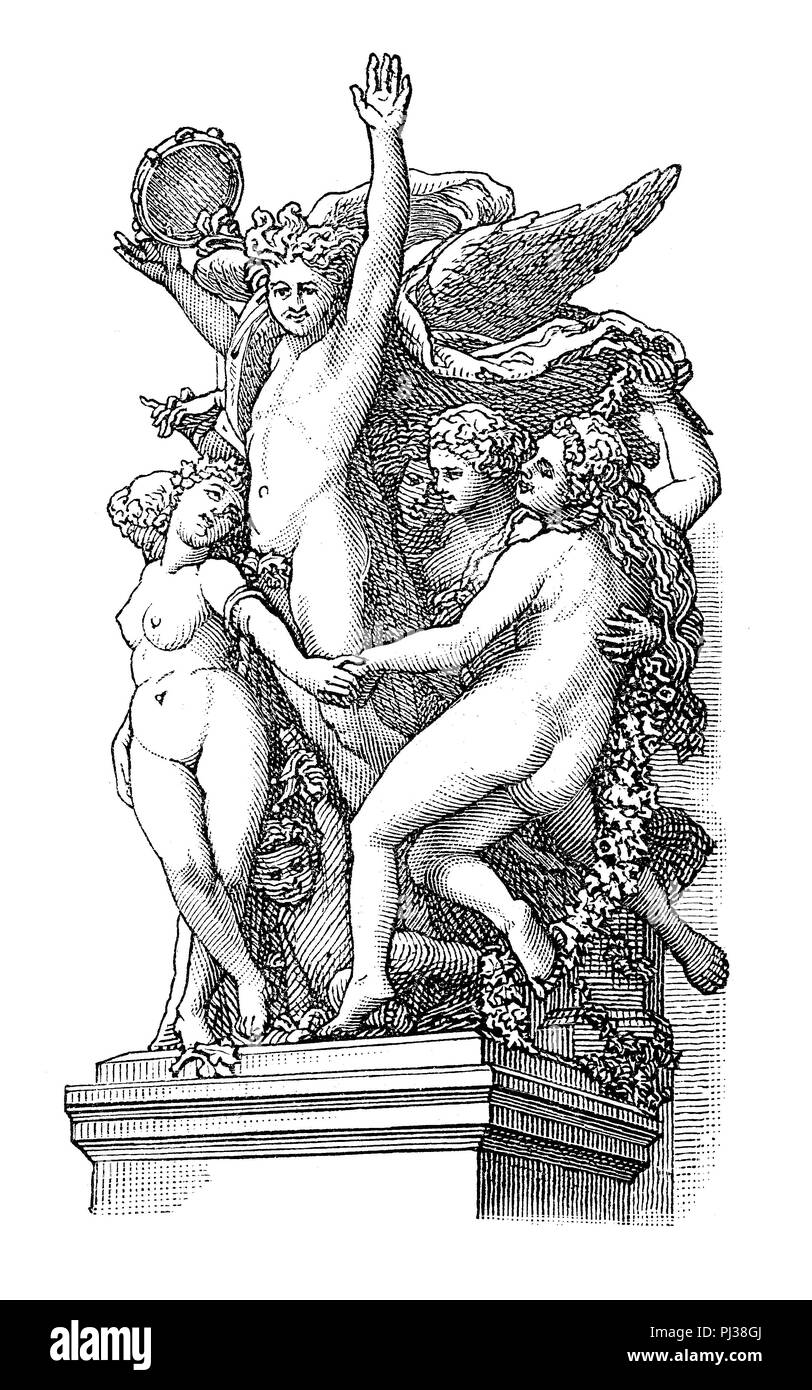 Der Tanz für die Opera Garnier, Skulptur von Jean Baptiste Carpeaux, 1827 bis 1875, französischer Bildhauer, digital verbesserte Reproduktion des Originals aus dem Jahr 1895 Stockfoto
