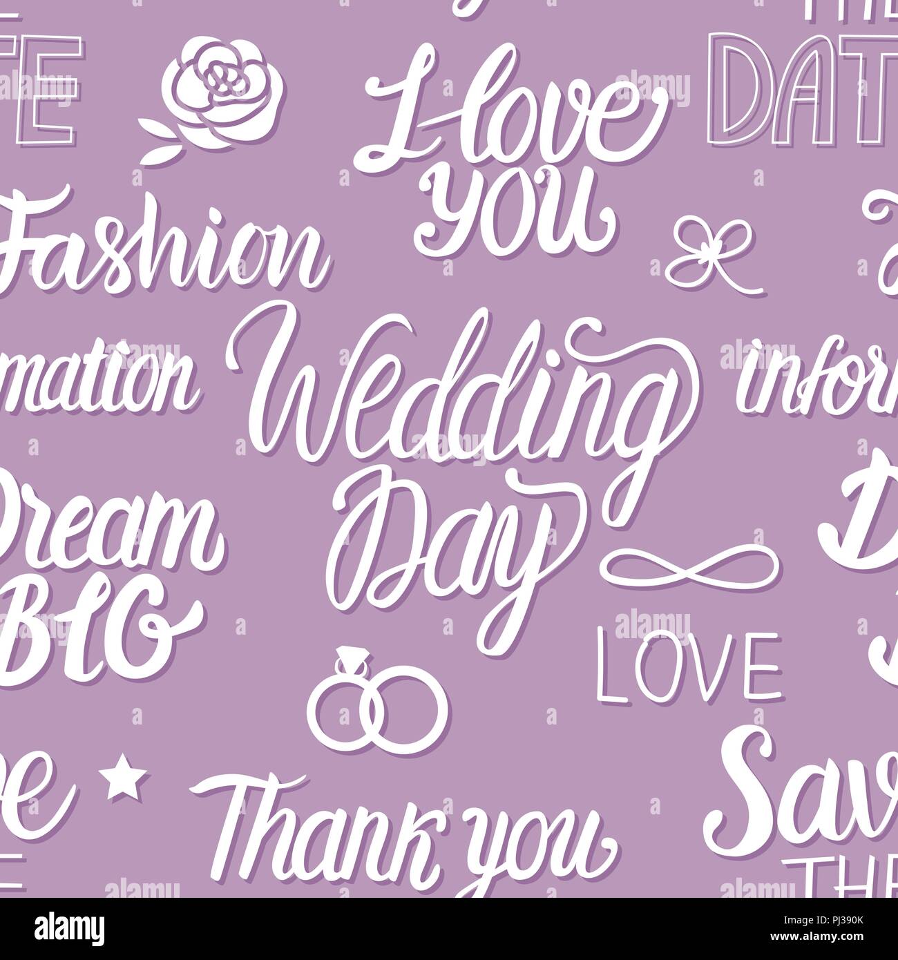 Hochzeit in einem klassischen Pariser Stil. Nahtlose Muster mit Schriftzug Inschrift. Stock Vektor