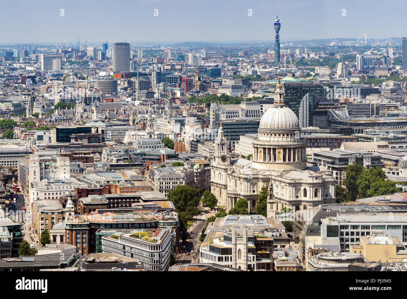 St. Paul cathedral London UK. Luftaufnahme Stockfoto