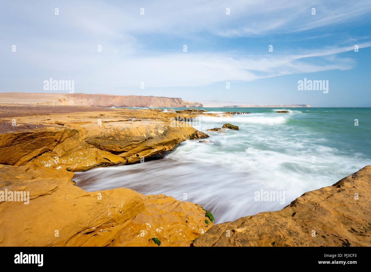 Küstenlinie im Nationalpark Paracas Peru Stockfoto