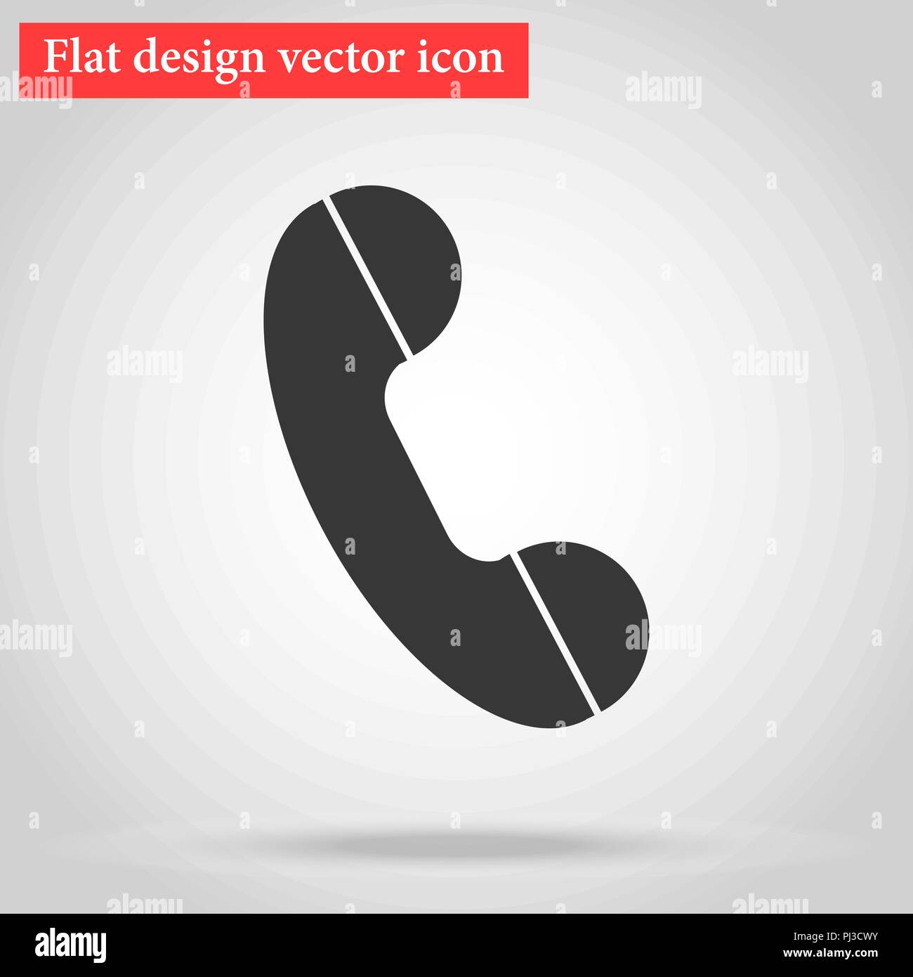 Hörer auf der Startseite auf das Symbol "Telefon Festnetz flat Design. Vektor illu Stock Vektor