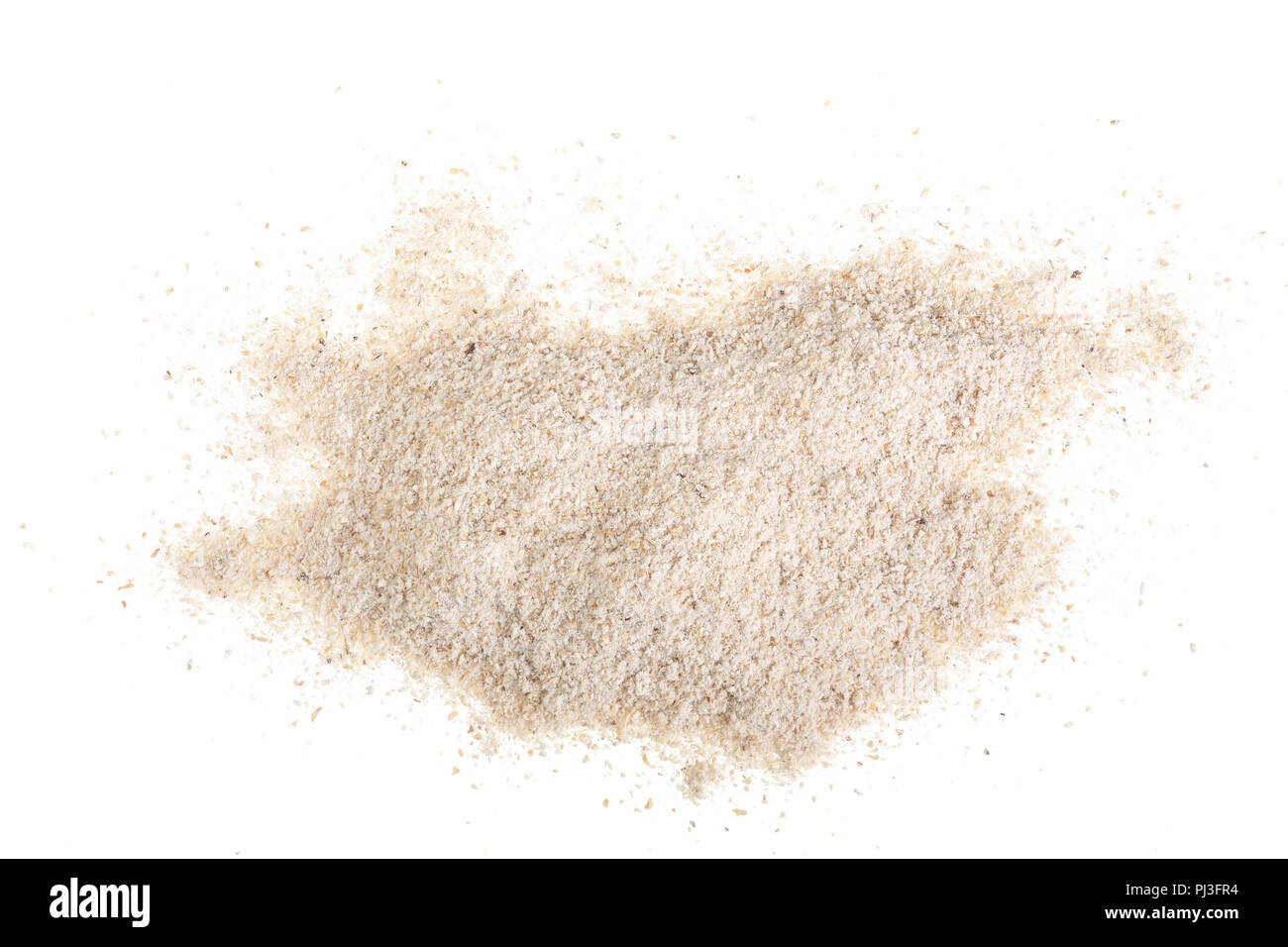 Hafer auf weißem Hintergrund. Ansicht von oben. Flach. Stockfoto