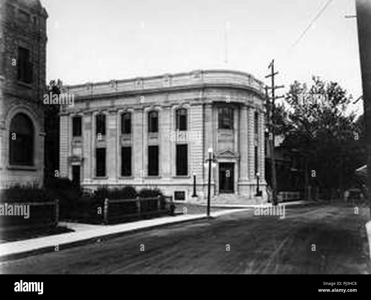 Banque Nationale rue Racine Chicoutimi Vers 1915. Stockfoto